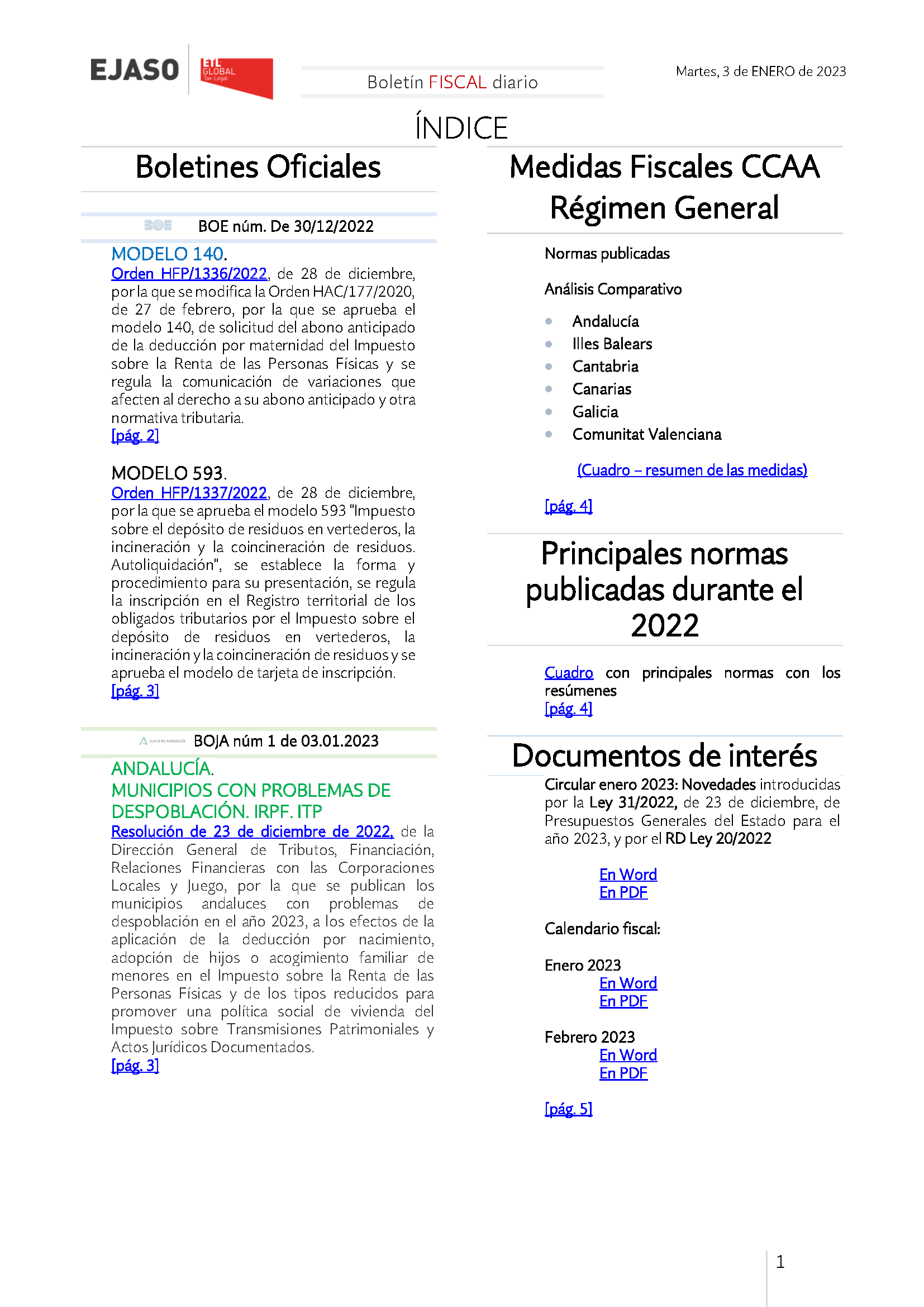 Boletín fiscal 03 01 2023