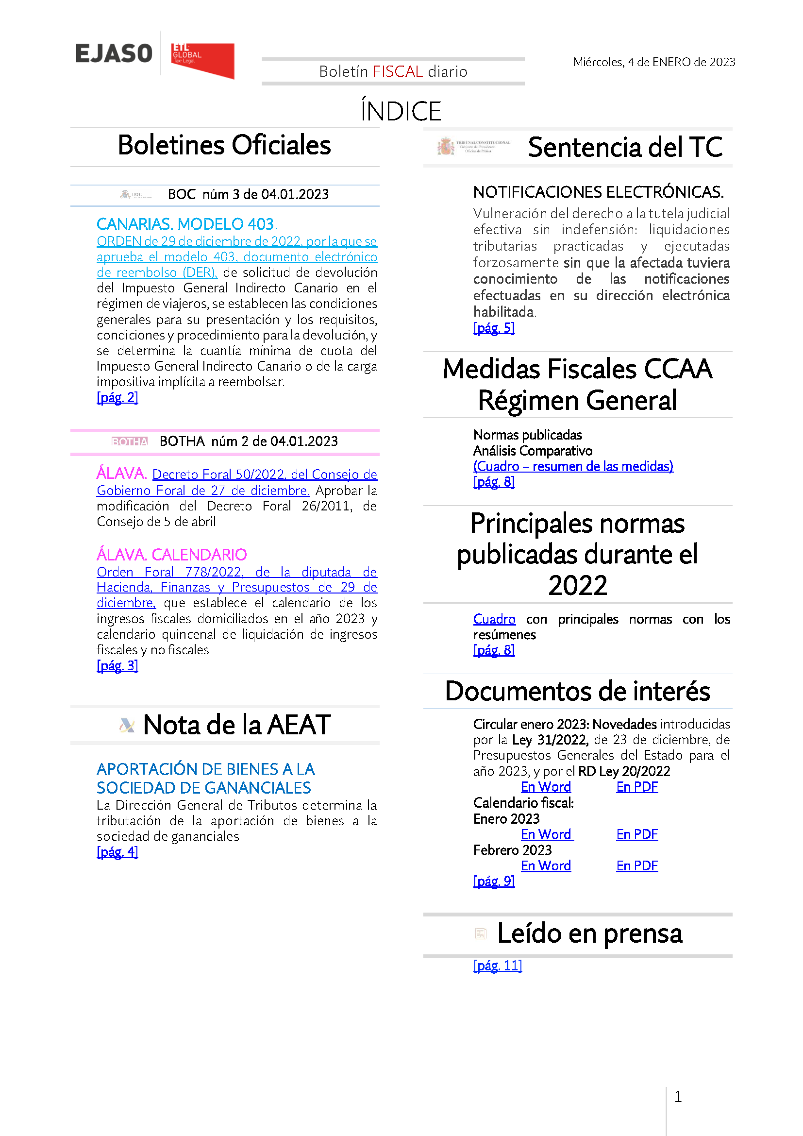 Boletín fiscal 04 01 2023