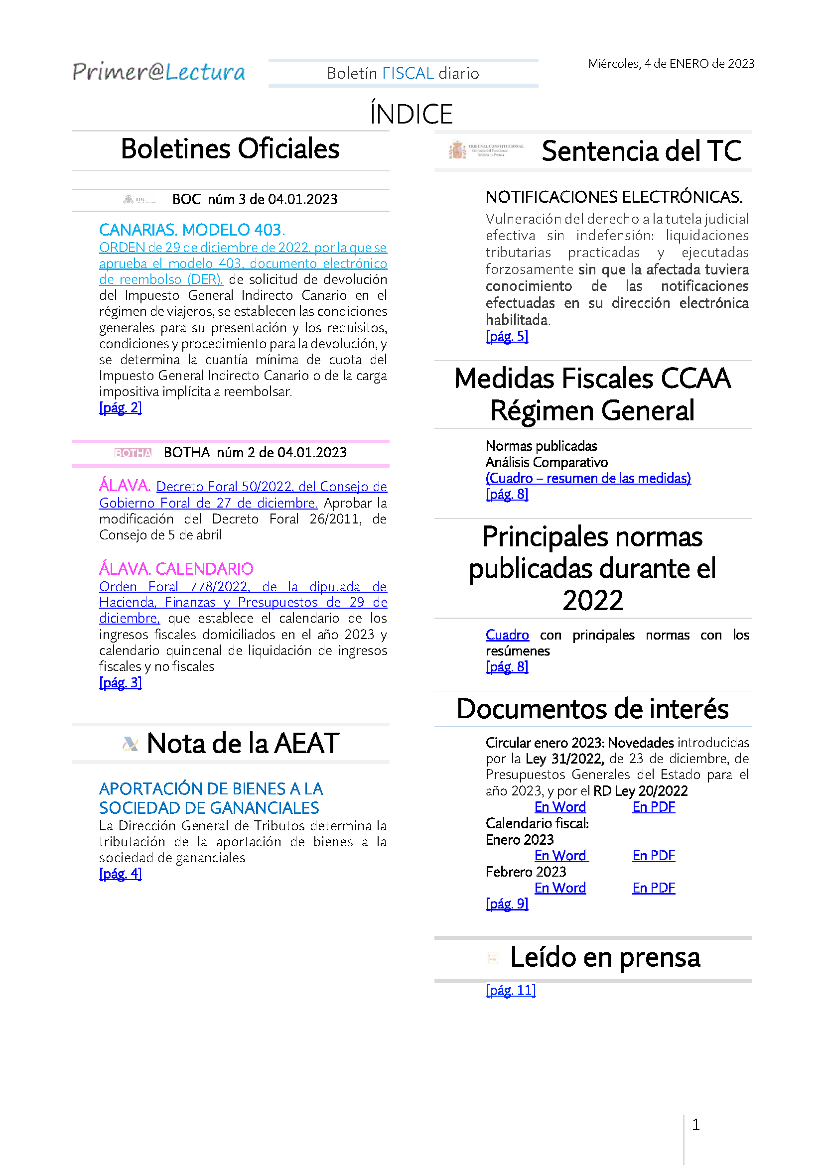 Boletín fiscal 04 01 2023