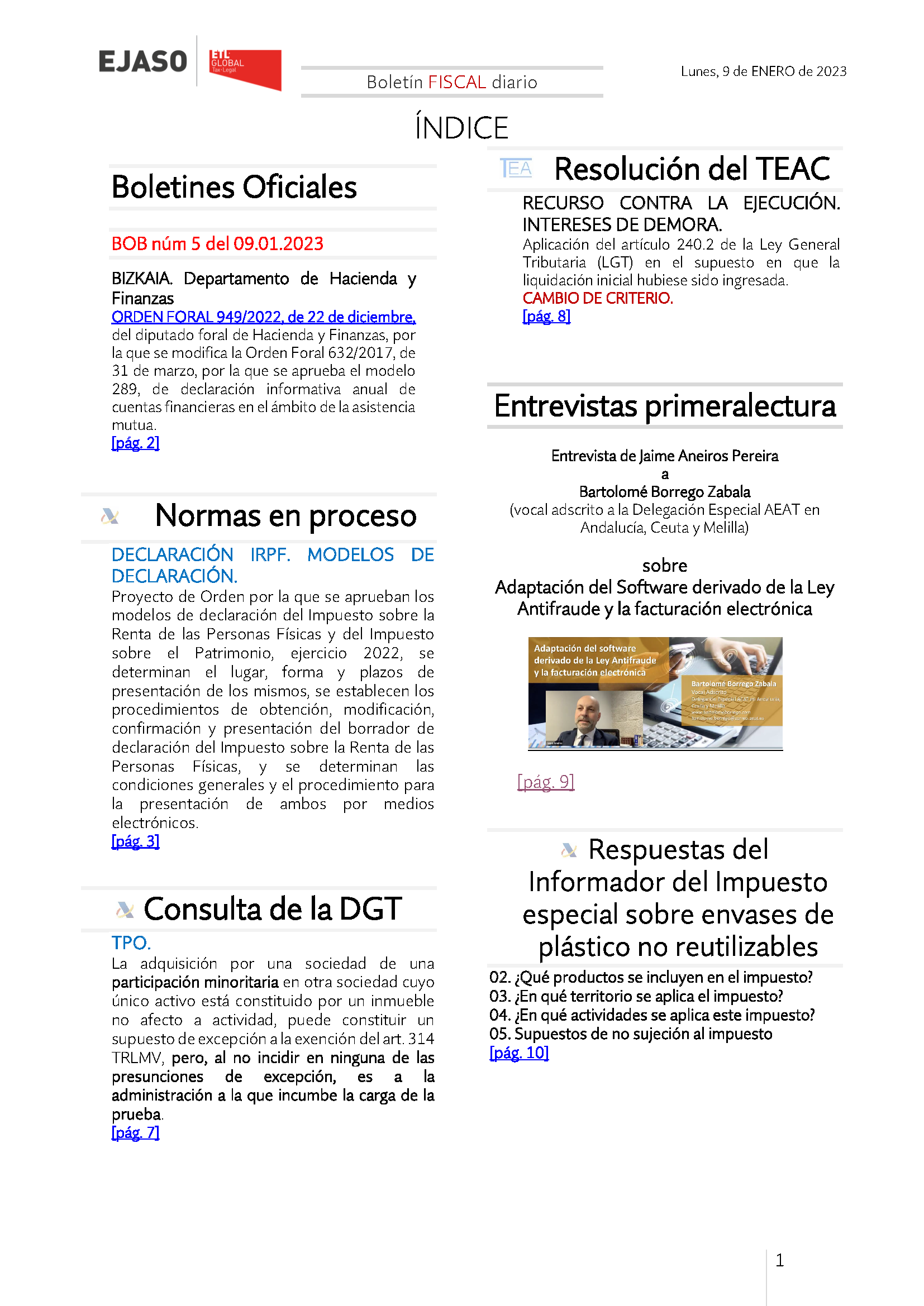 Boletín fiscal 09 01 2023