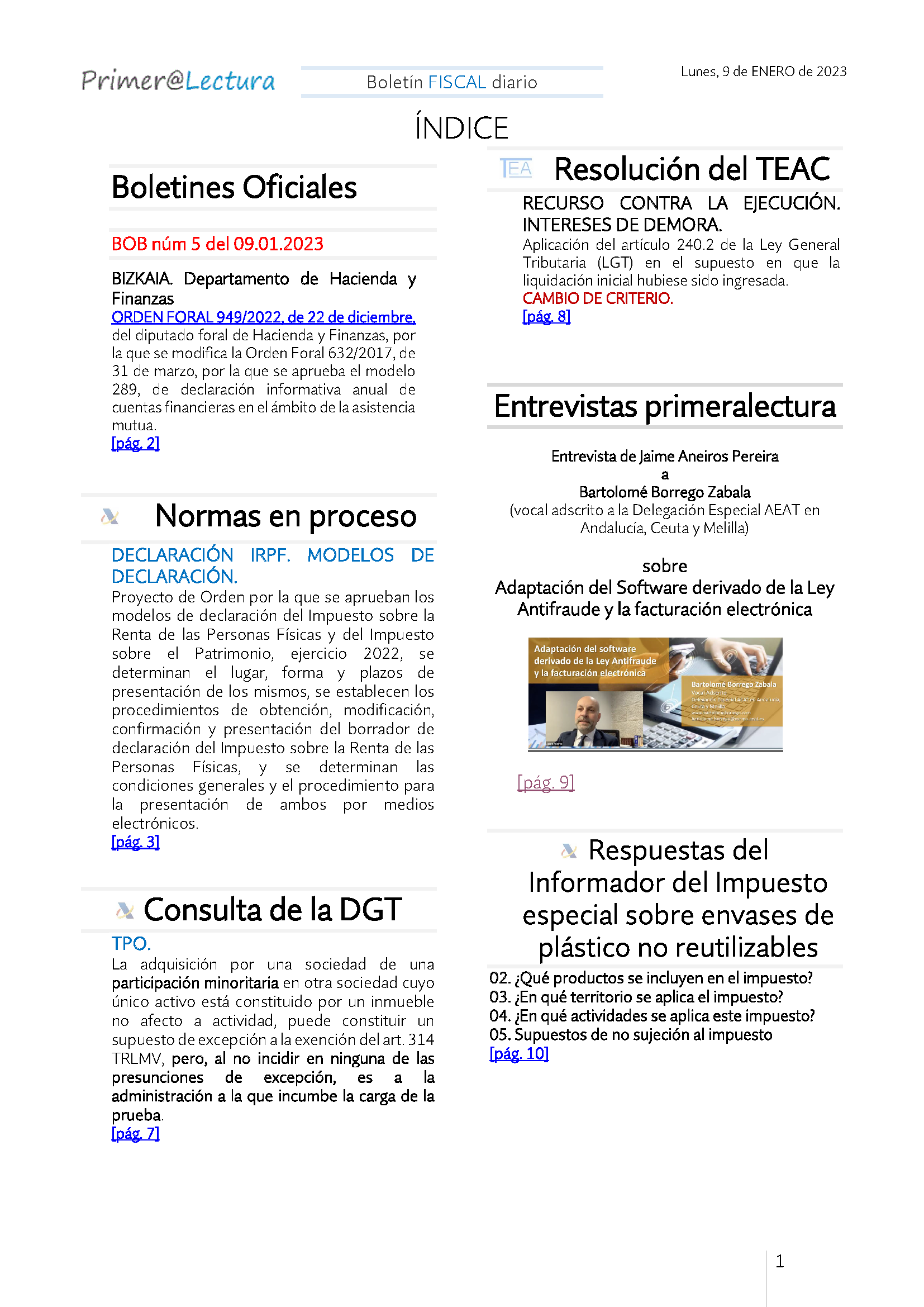 Boletín fiscal 09 01 2023