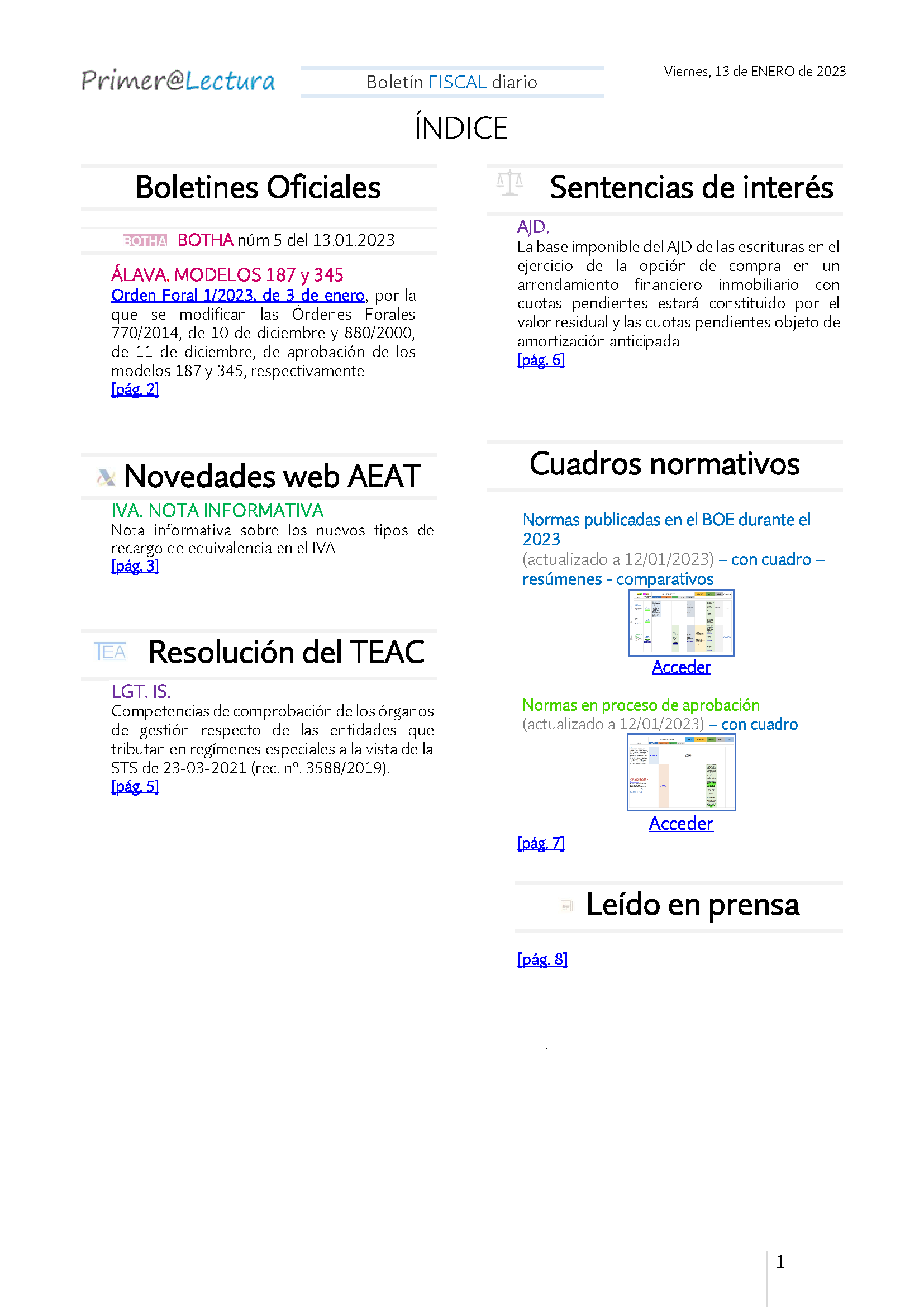 Boletín fiscal 13 01 2023