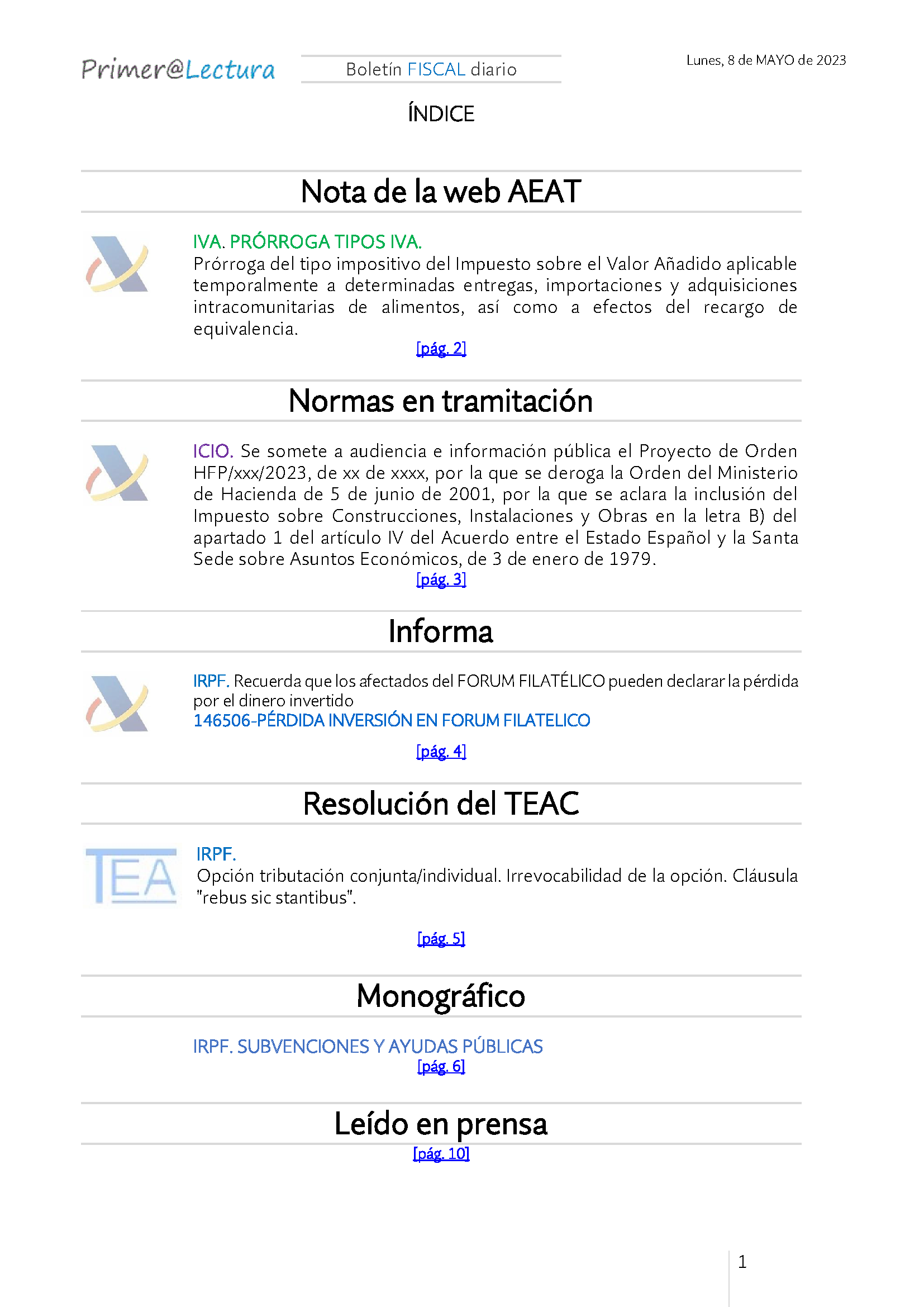 Boletín fiscal 08 05 2023
