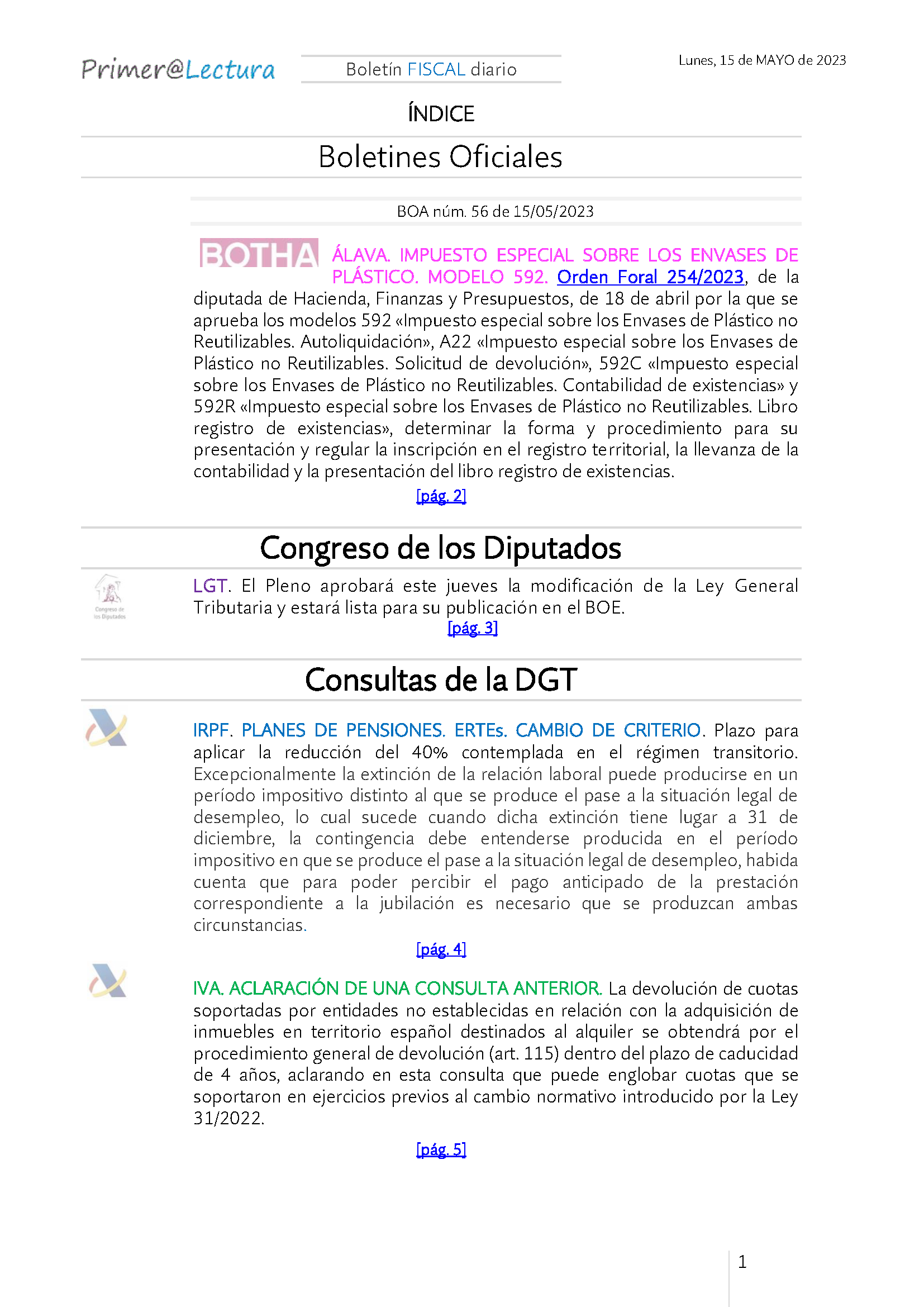 Boletín fiscal 15 05 2023