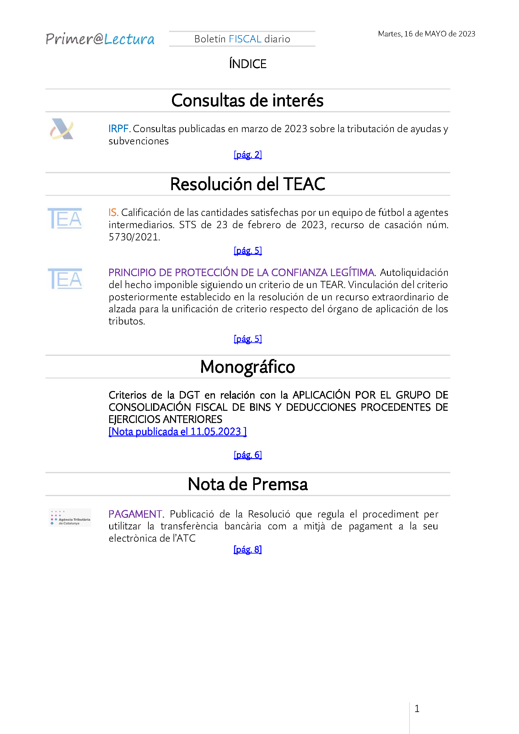 Boletín fiscal 16 05 2023