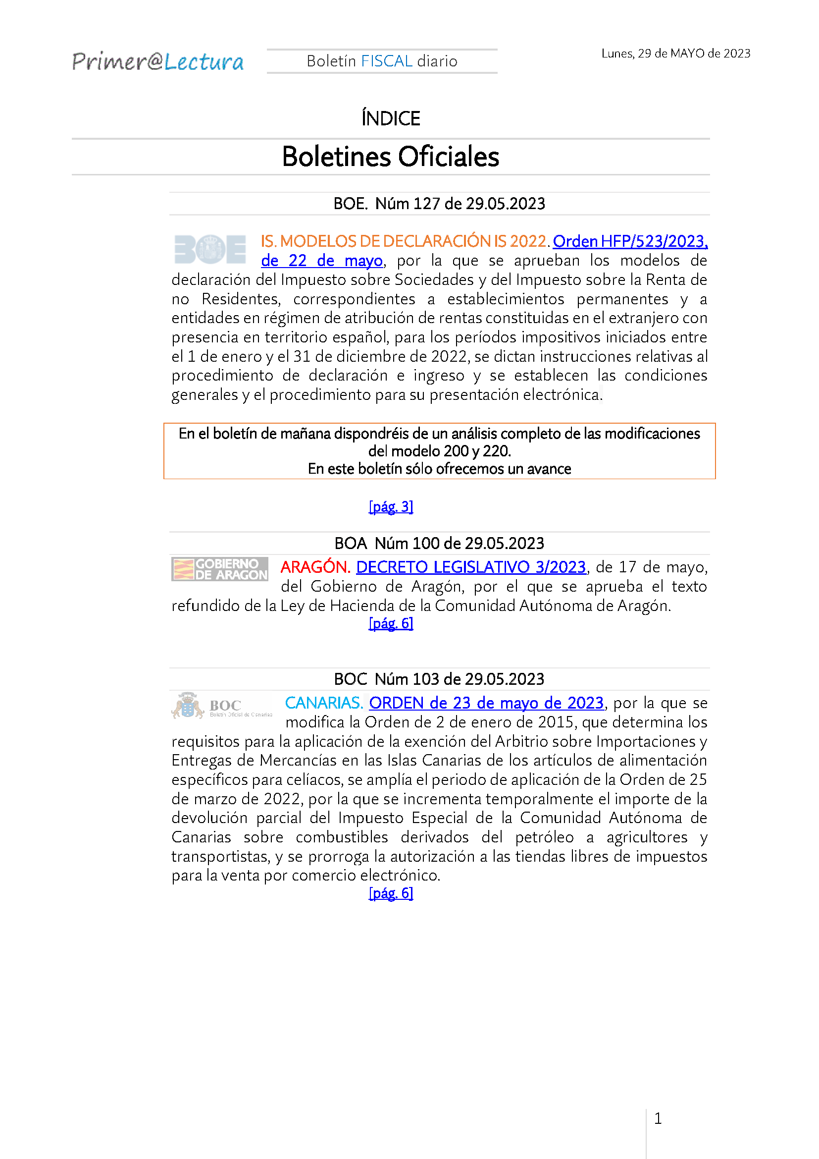 Boletín fiscal 29 05 2023