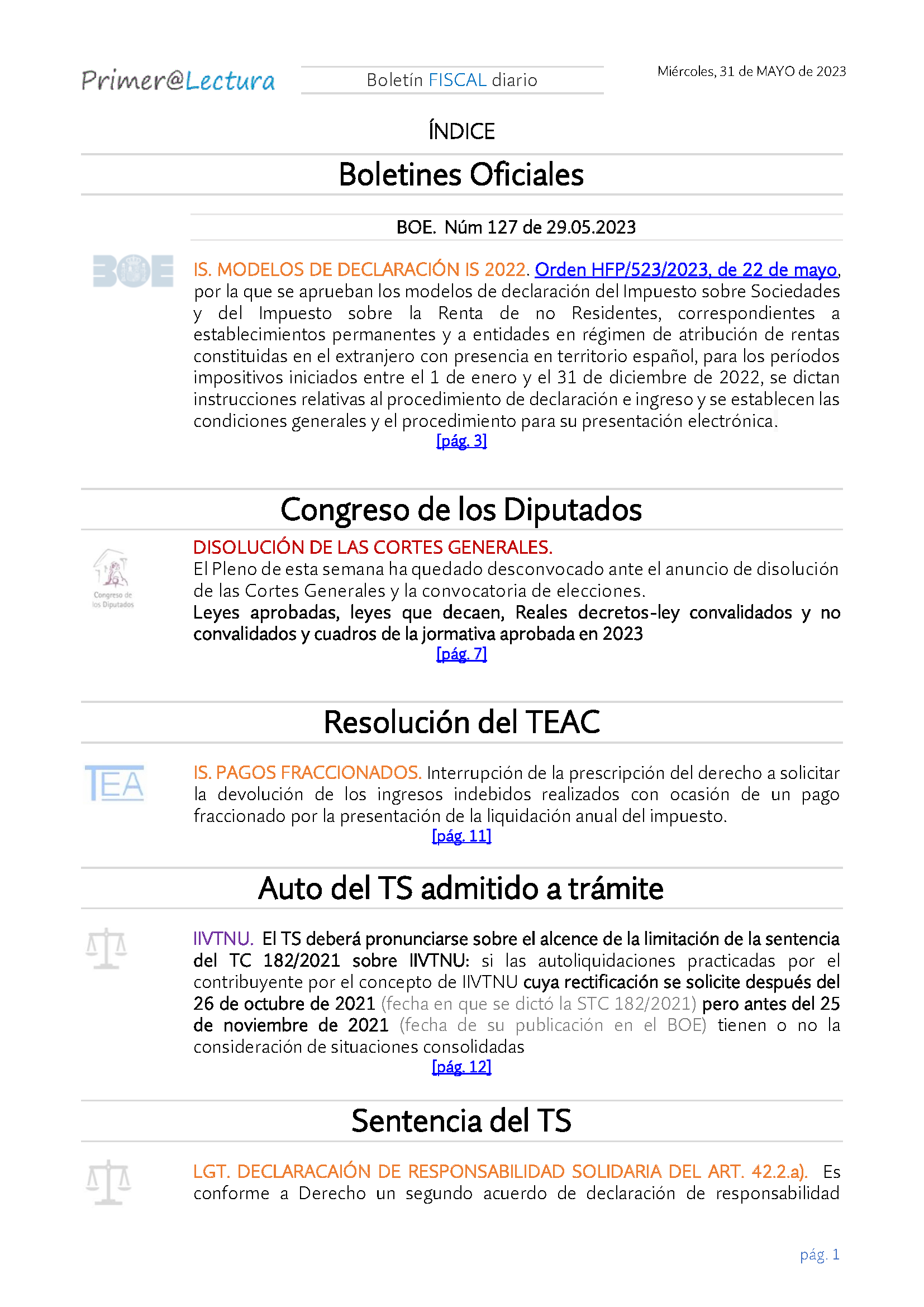 Boletín fiscal 31 05 2023