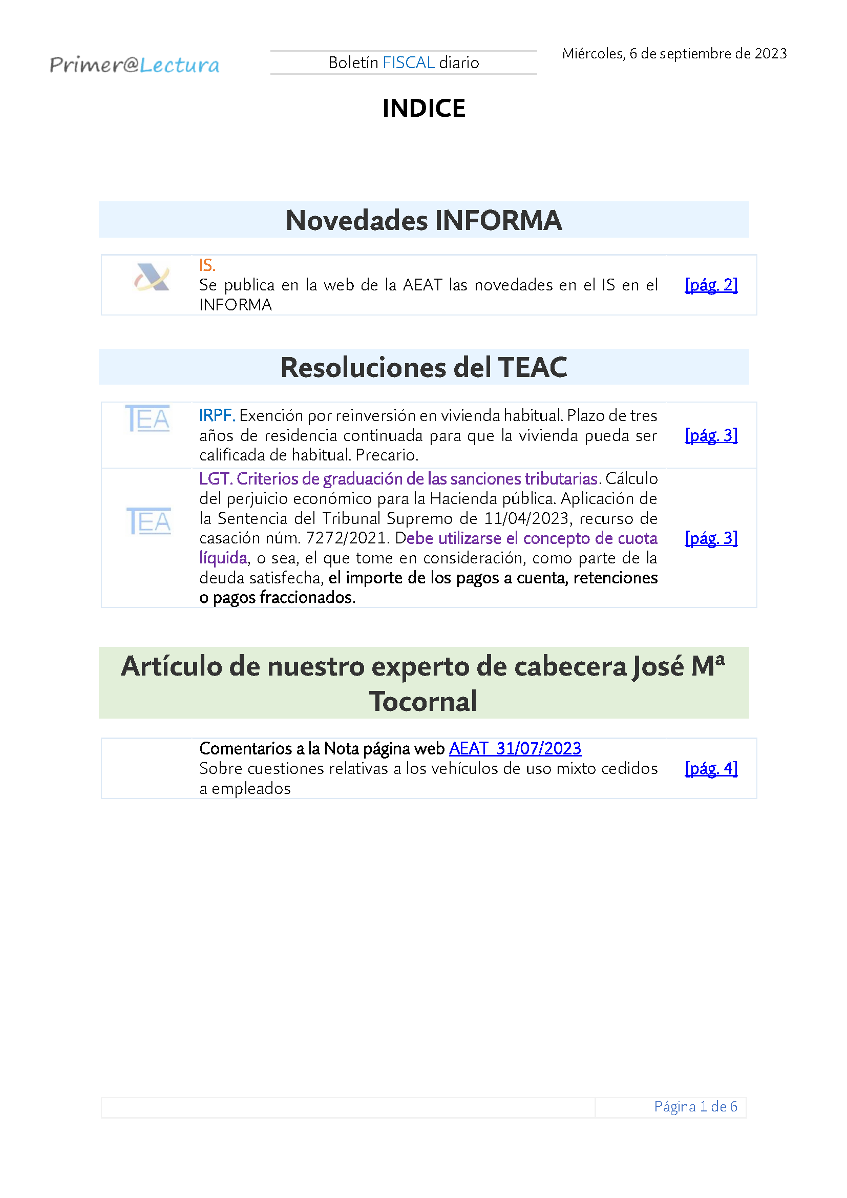 Boletín fiscal 06 09 2023