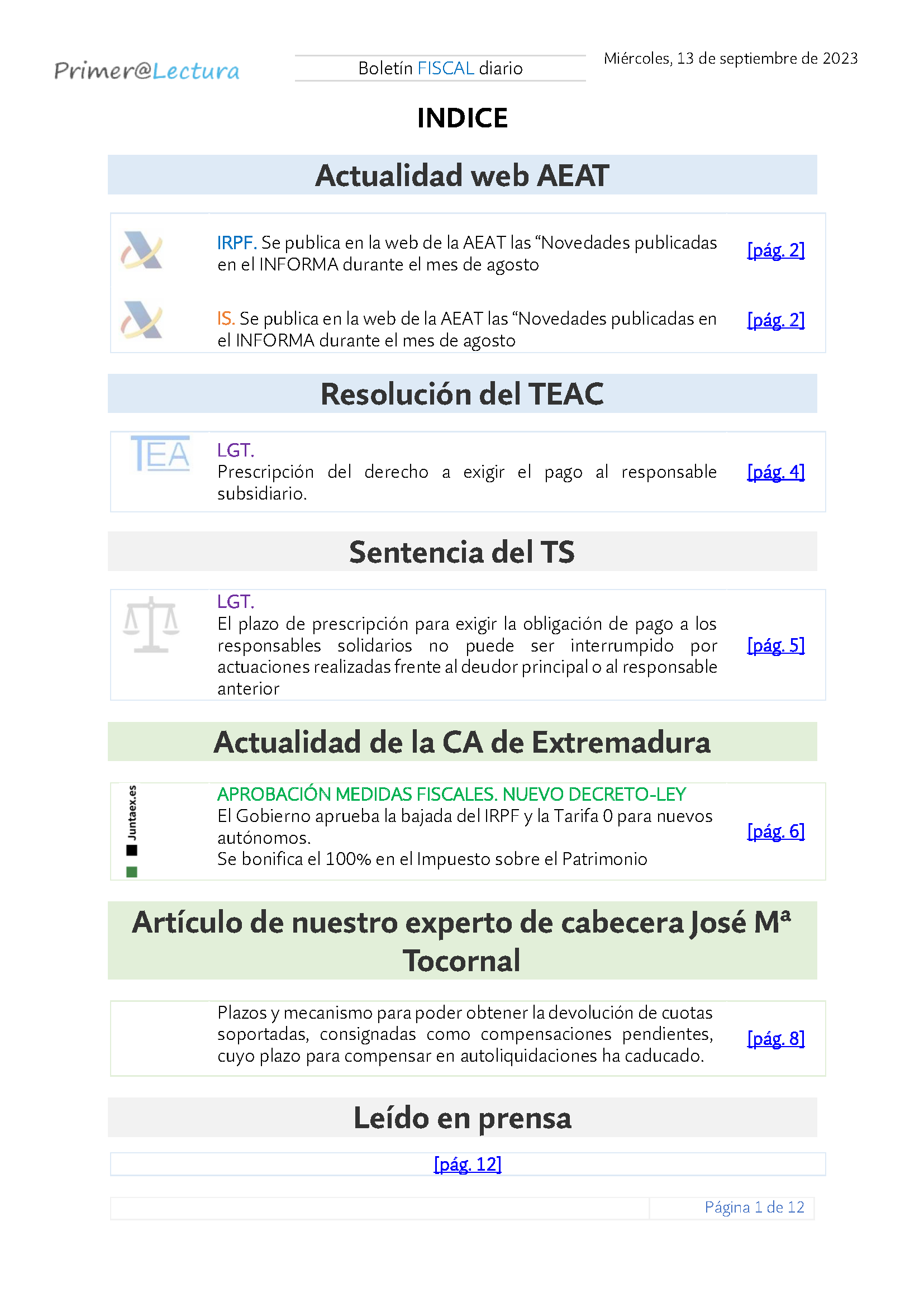 Boletín fiscal 13 09 2023