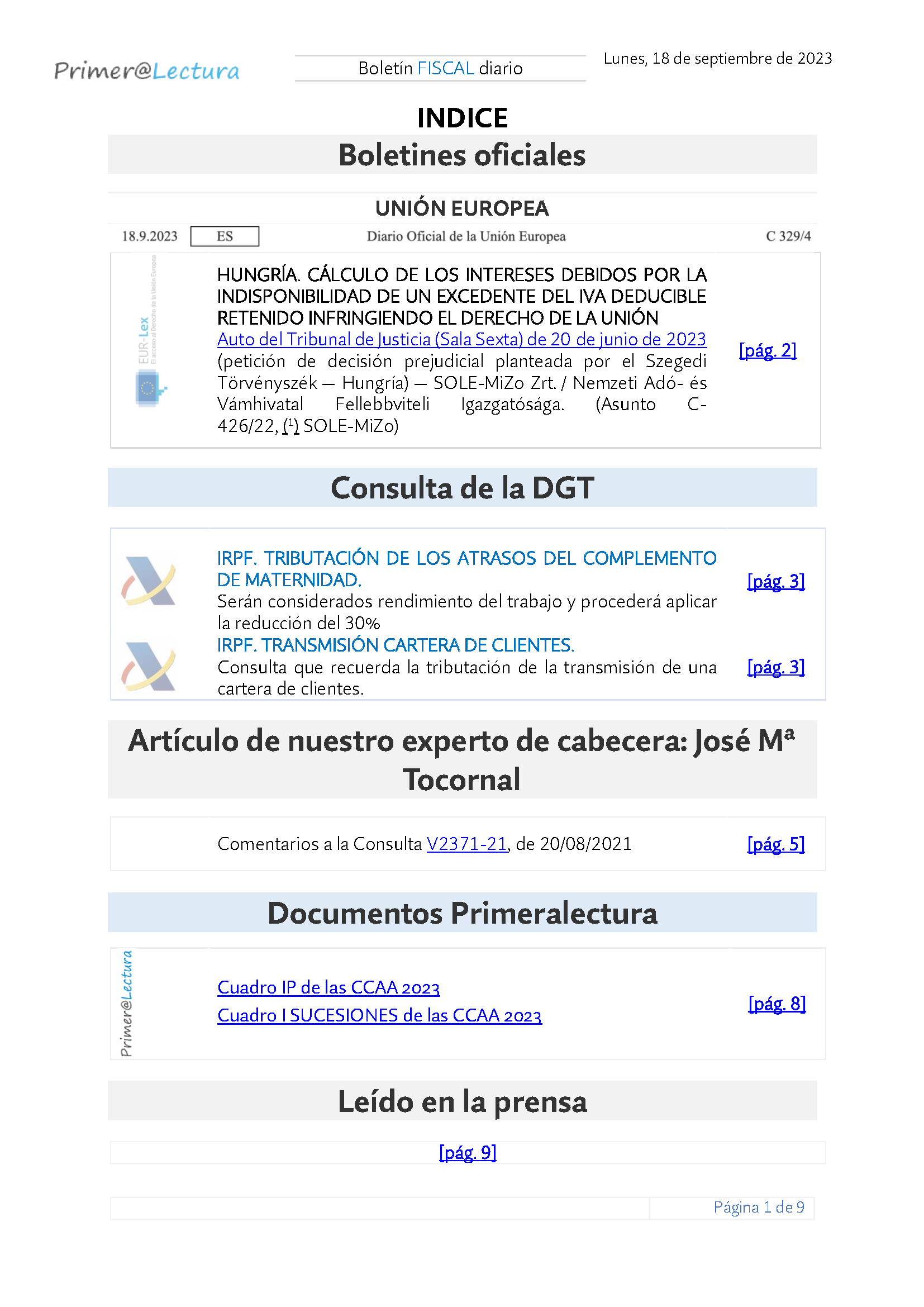 Boletín fiscal 18 09 2023