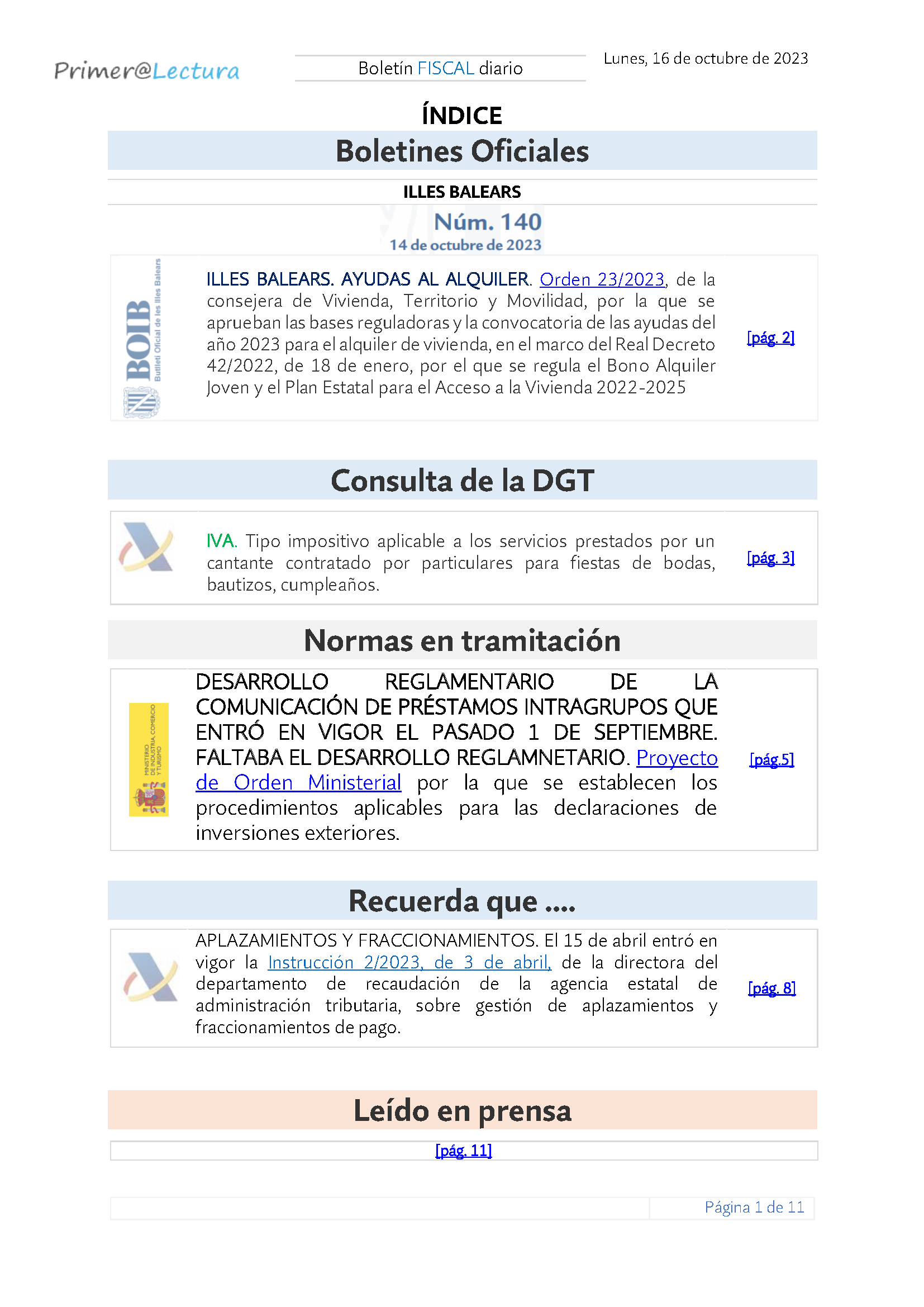 Boletín fiscal 16 10 2023