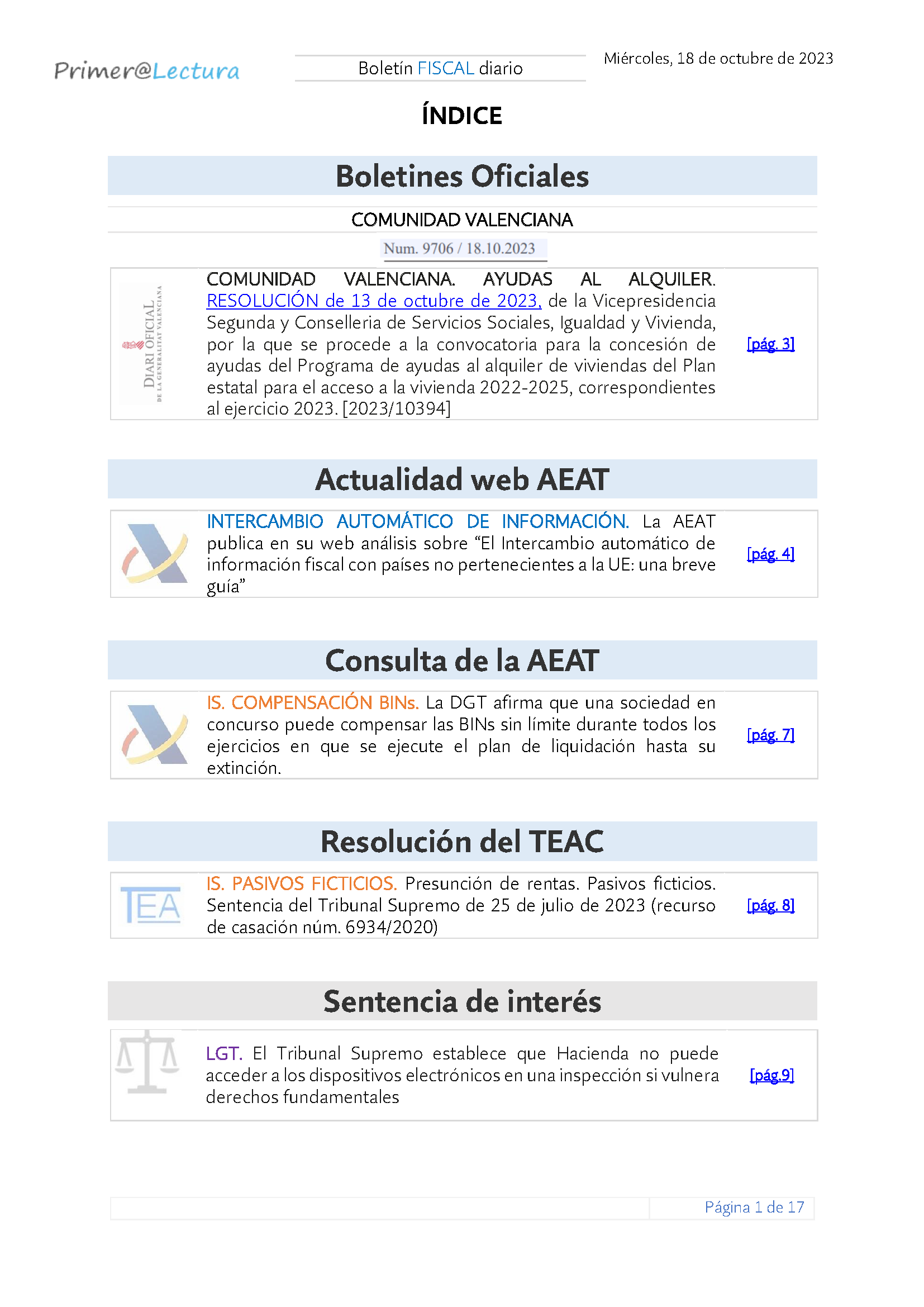 Boletín fiscal 18 10 2023