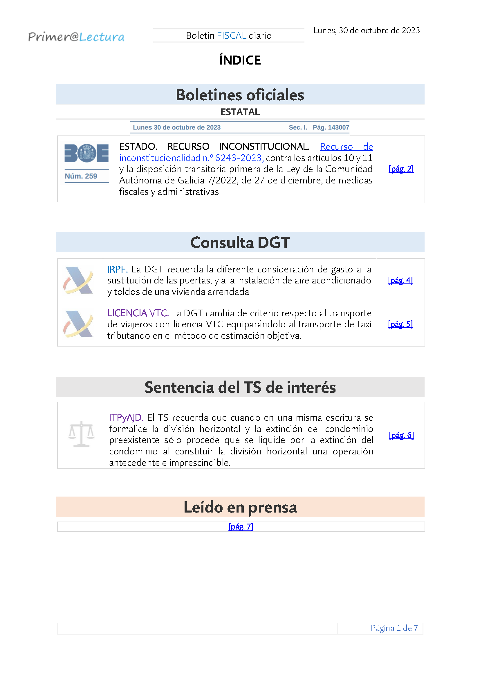 Boletín fiscal 30 10 2023