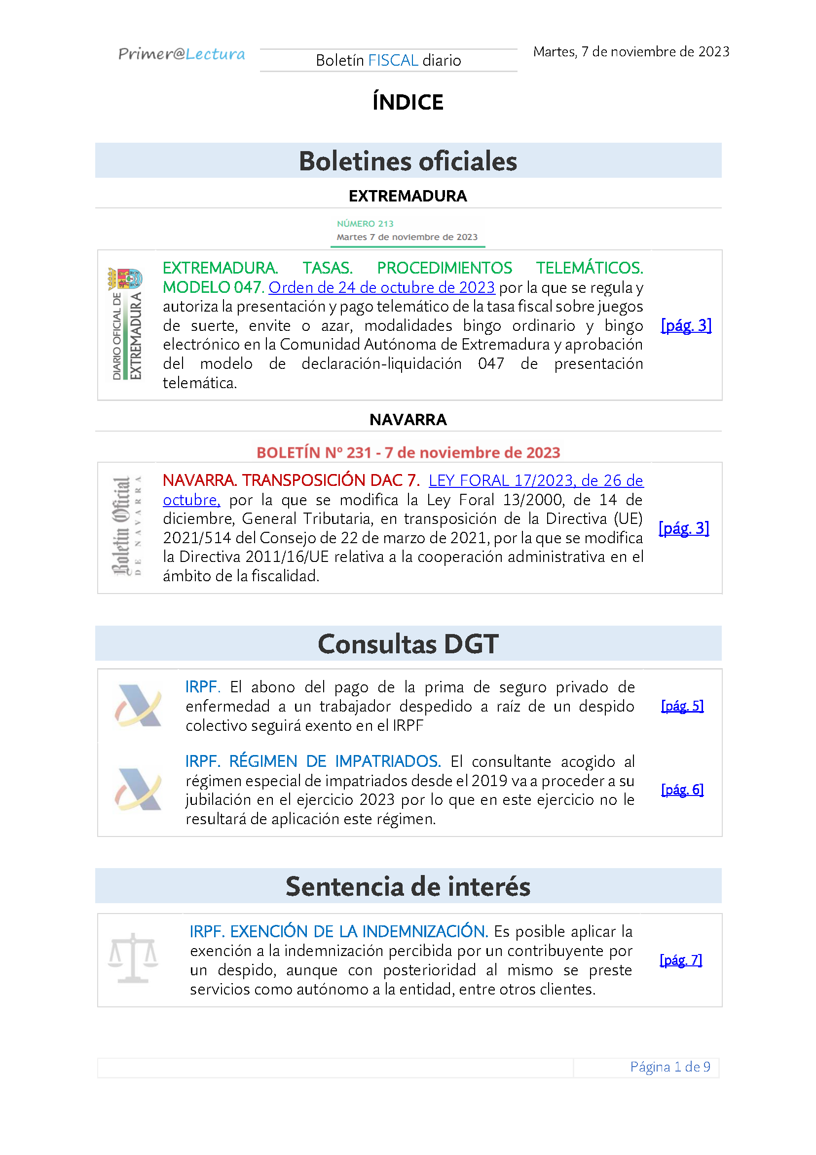 Boletín fiscal 07 11 2023