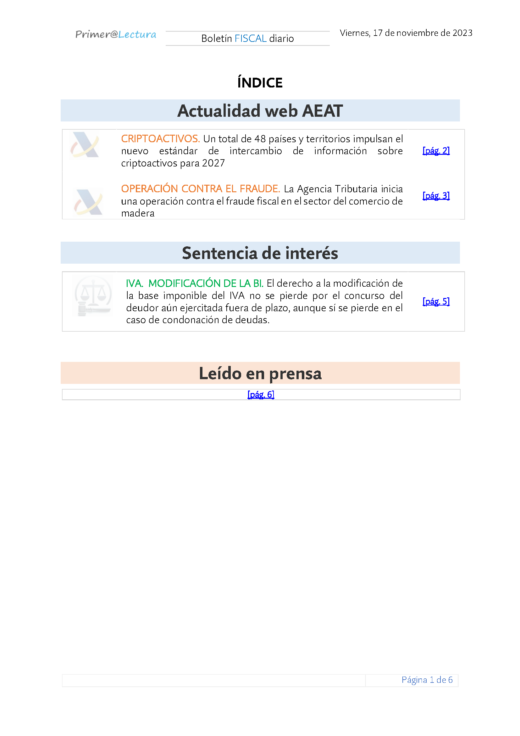 Boletín fiscal 17 11 2023