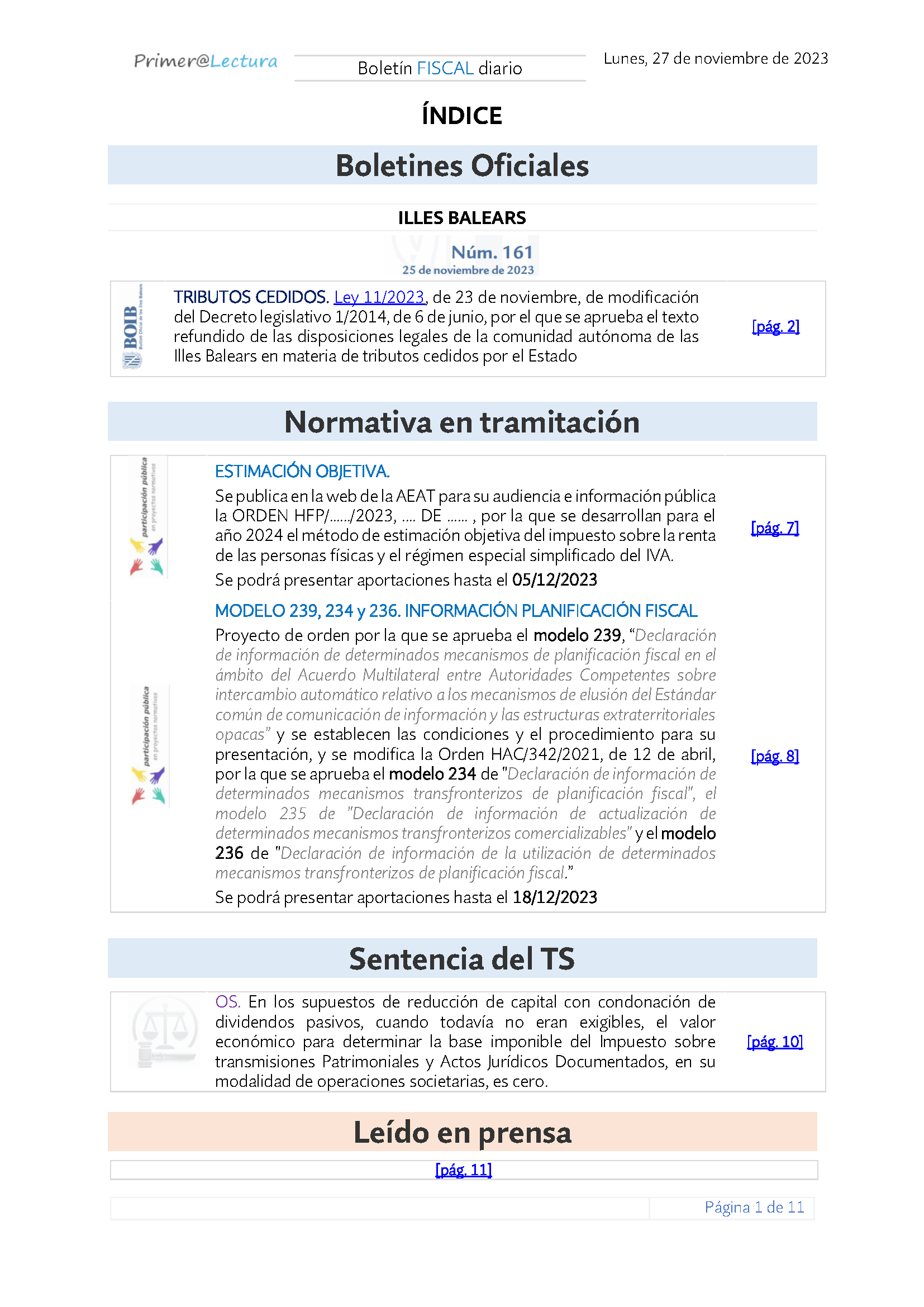 Boletín fiscal 27 11 2023