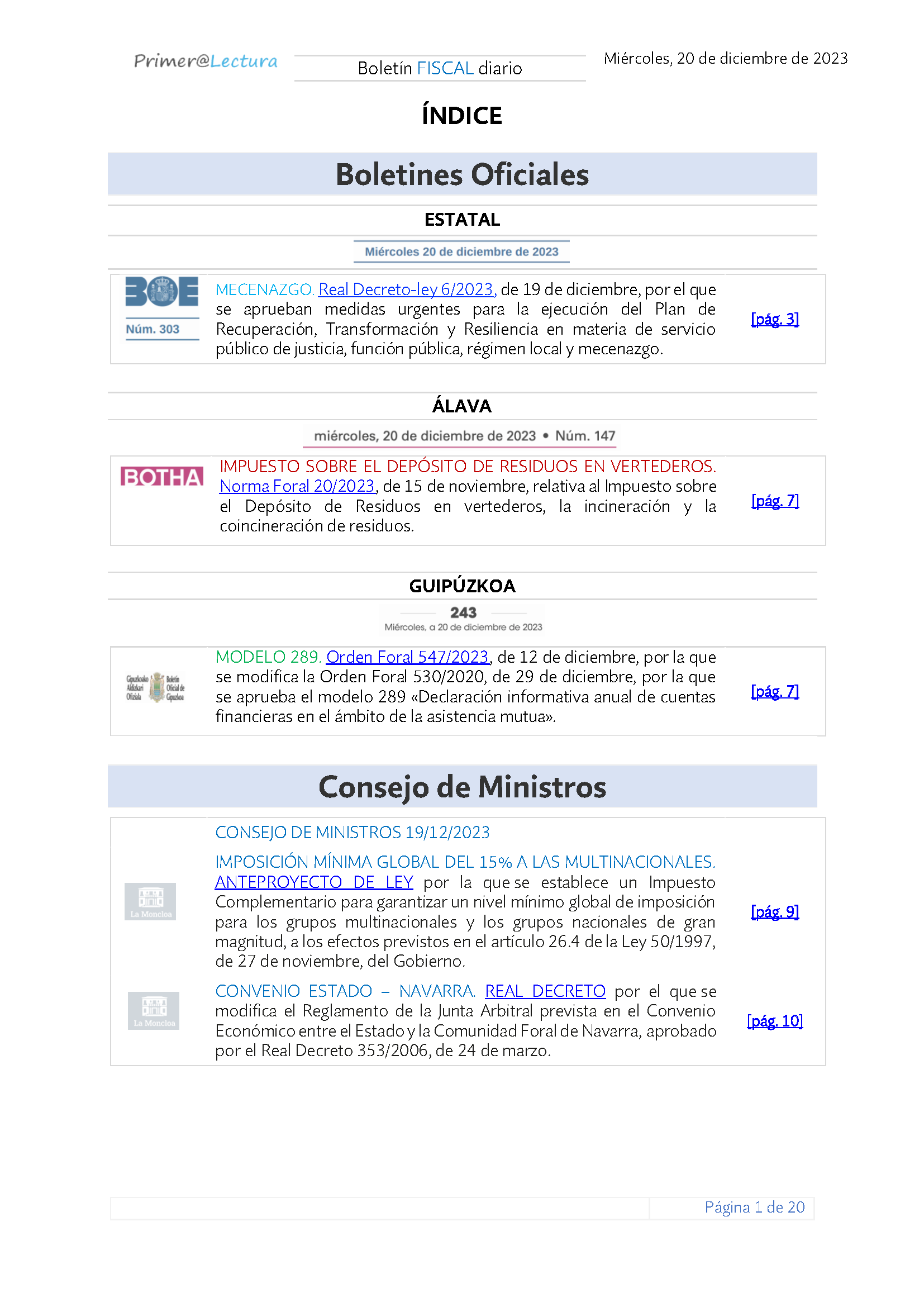 Boletín fiscal 20 12 2023