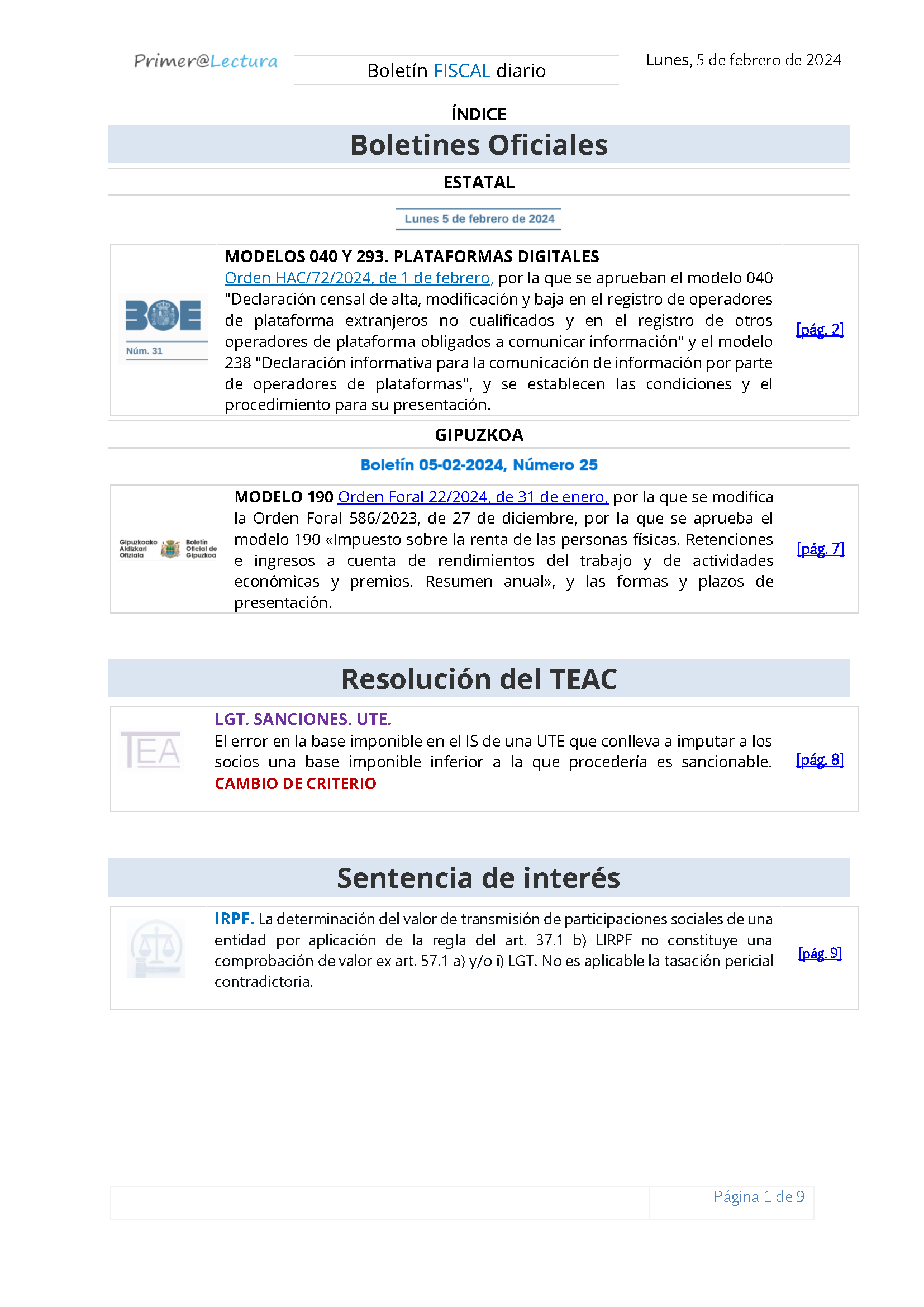 Boletín fiscal 05 02 2024