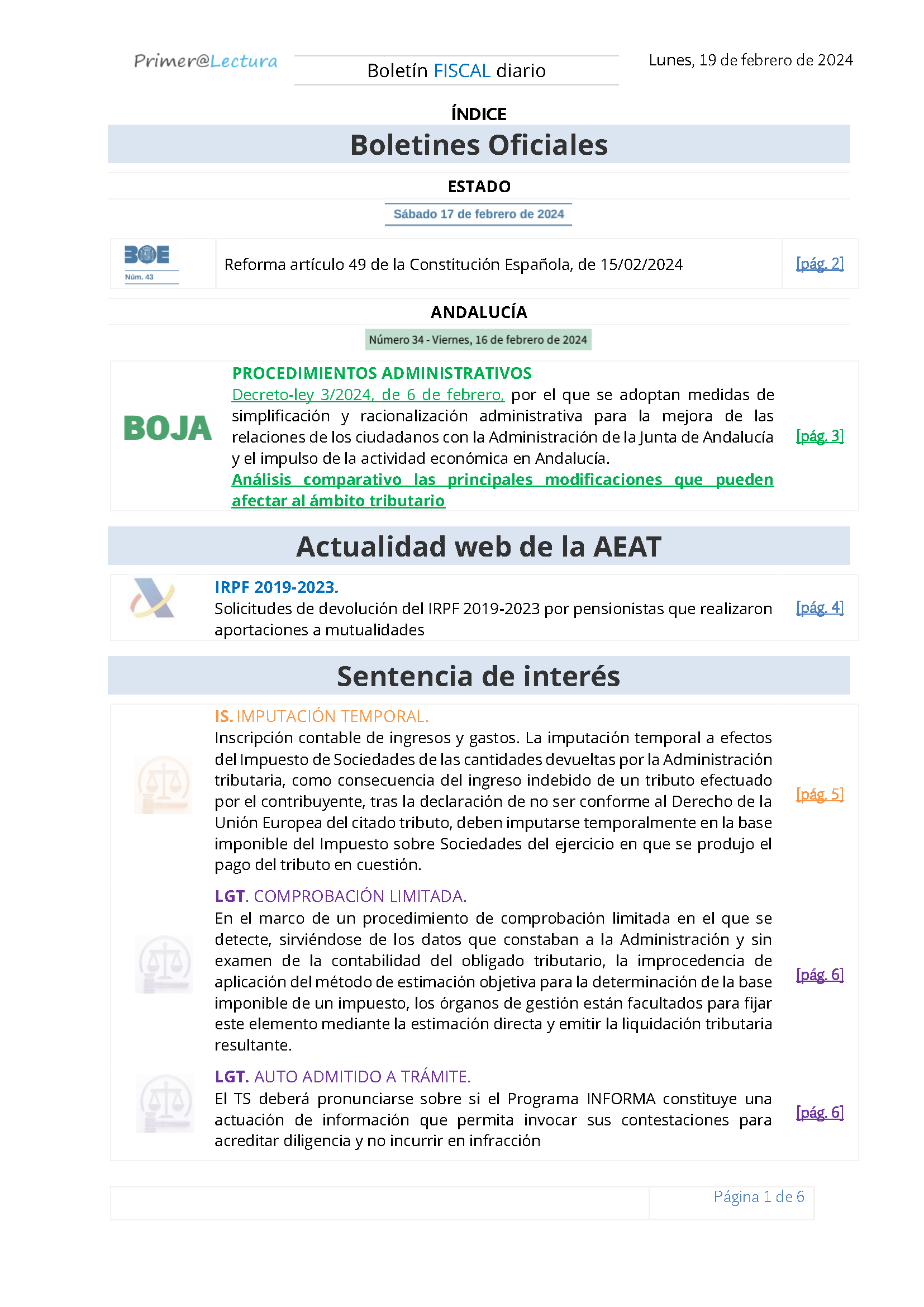 Boletín fiscal 19/02/2024