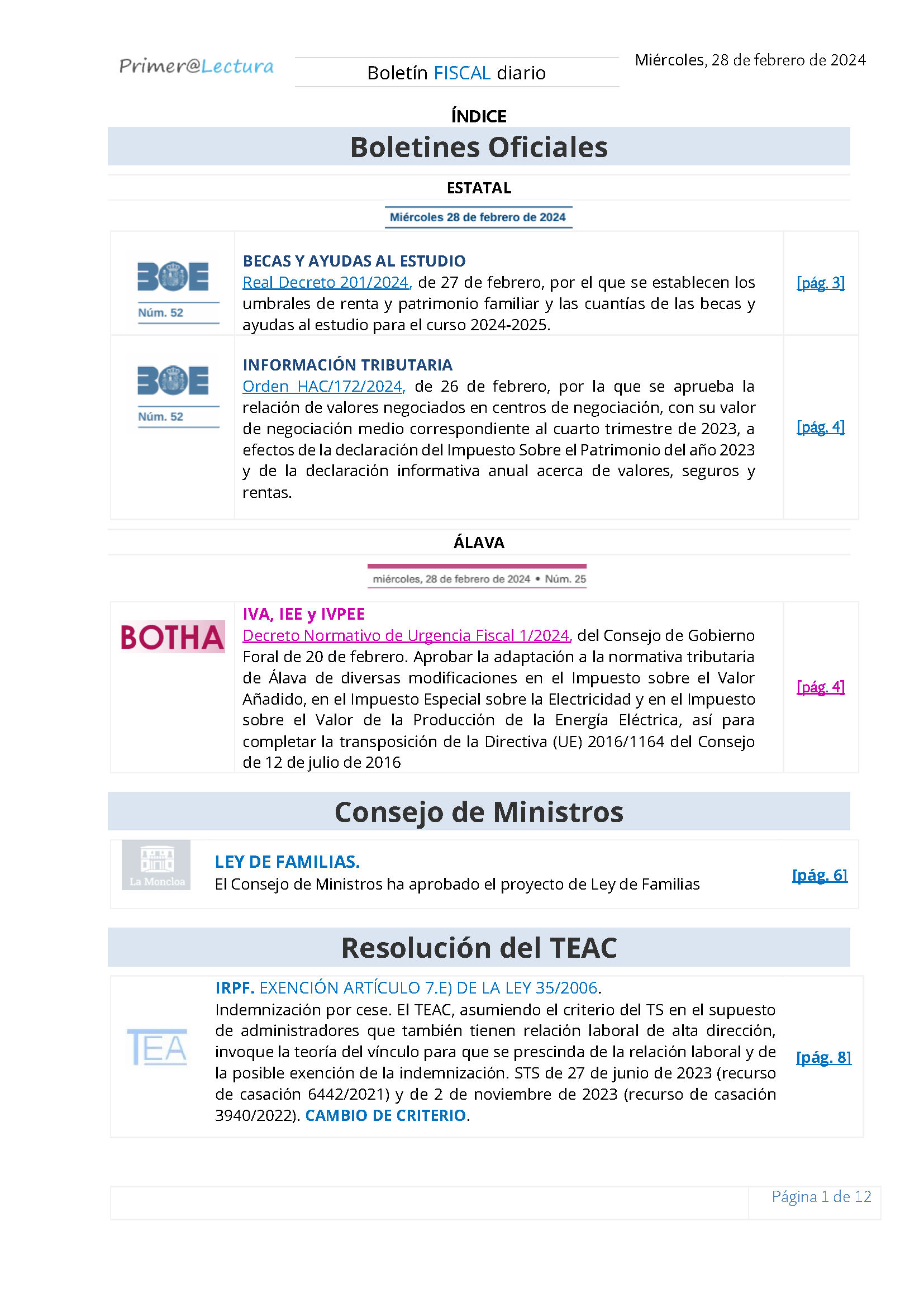 Boletín fiscal 28/02/2024