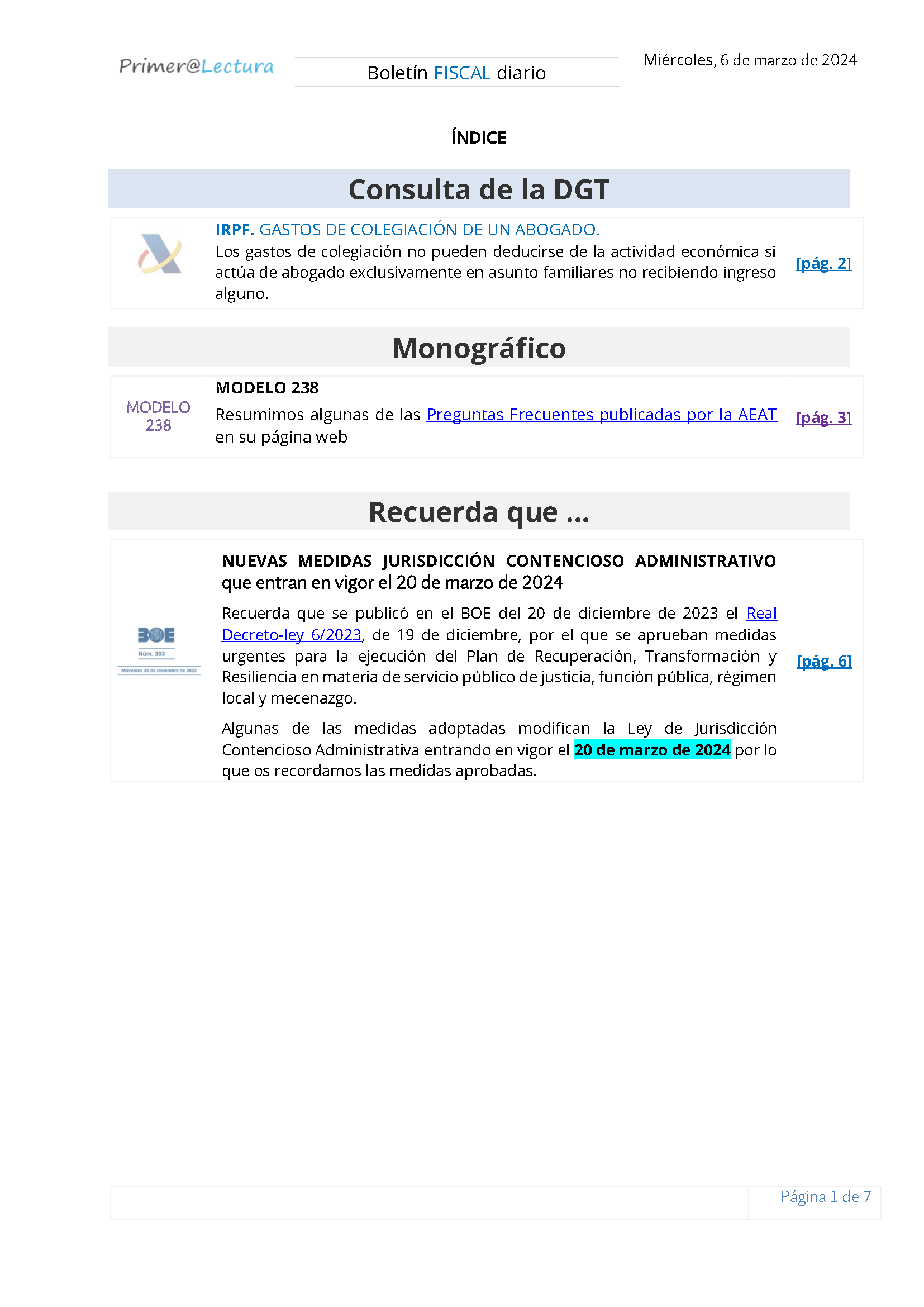 Boletín fiscal 06/03/2024