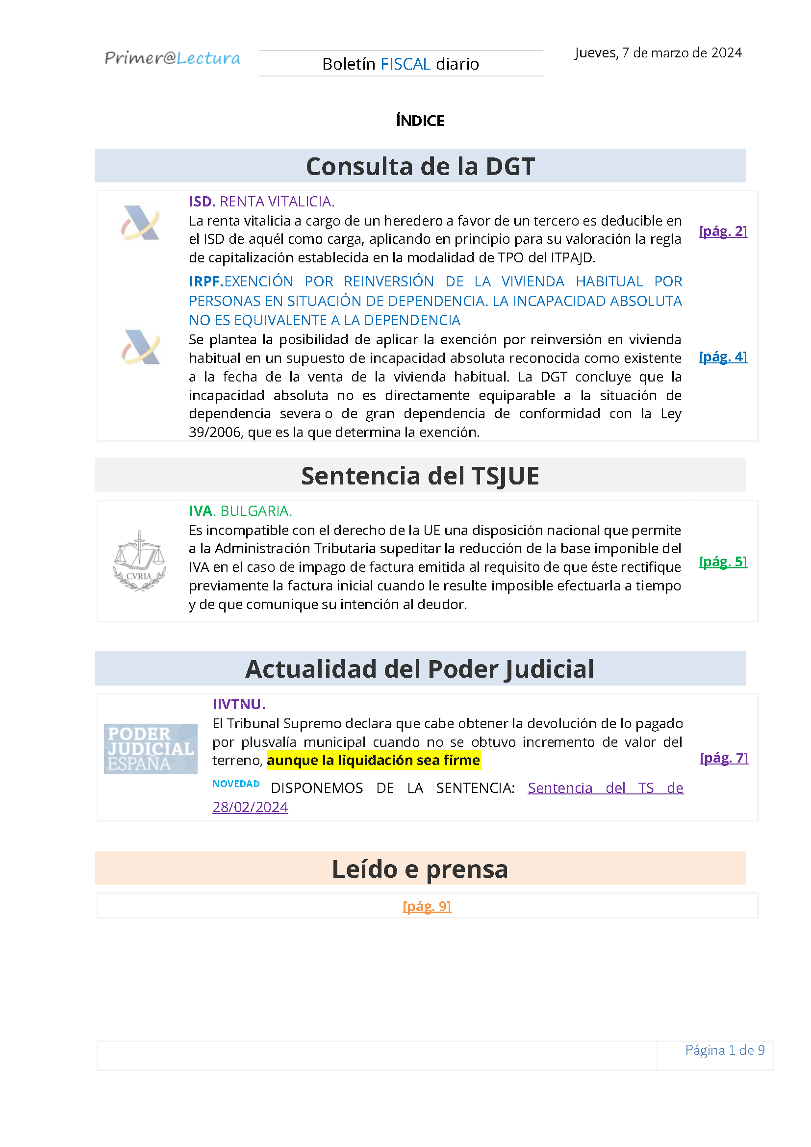 Boletín fiscal 07/03/2024