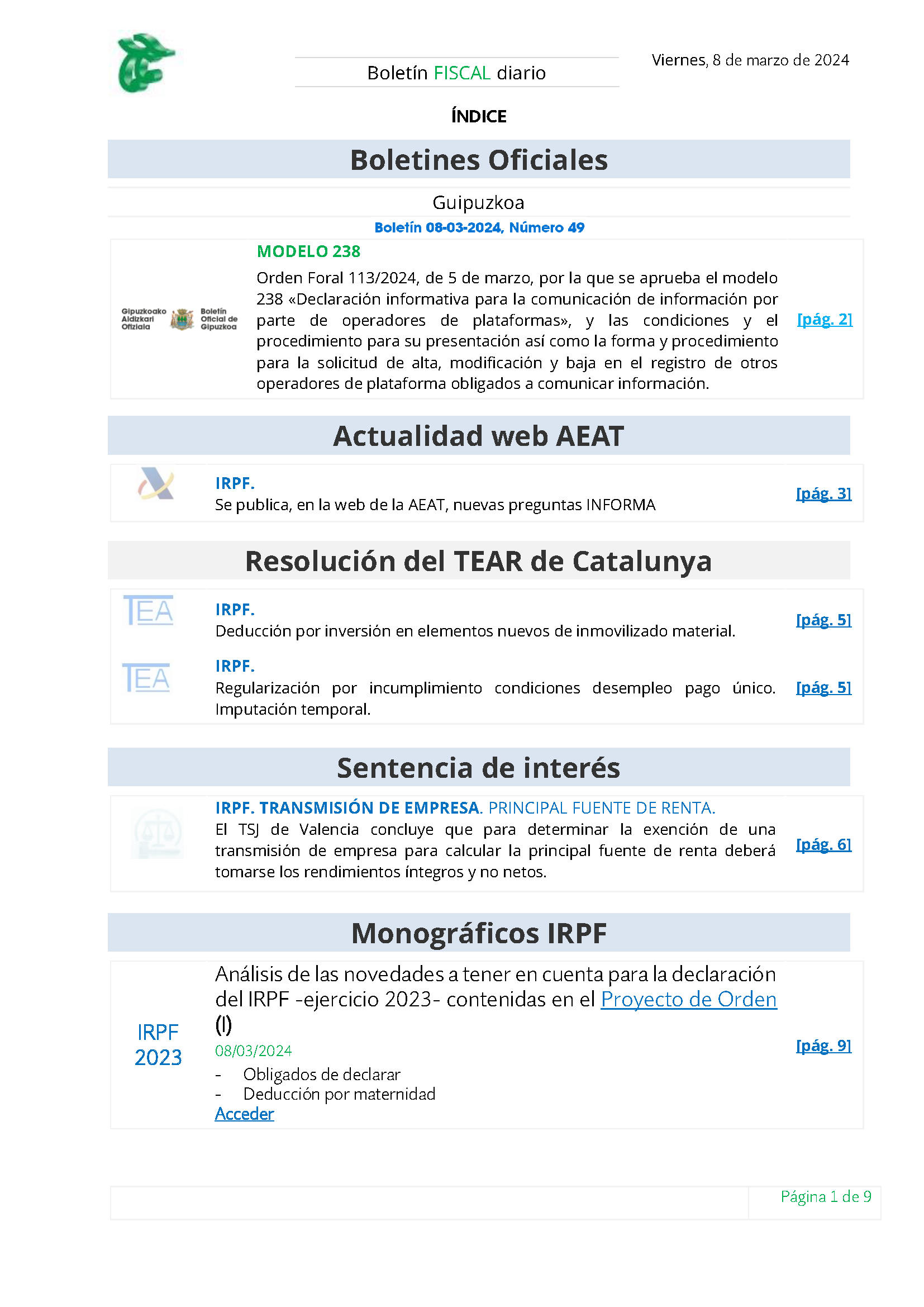 Boletín fiscal 08/03/2024