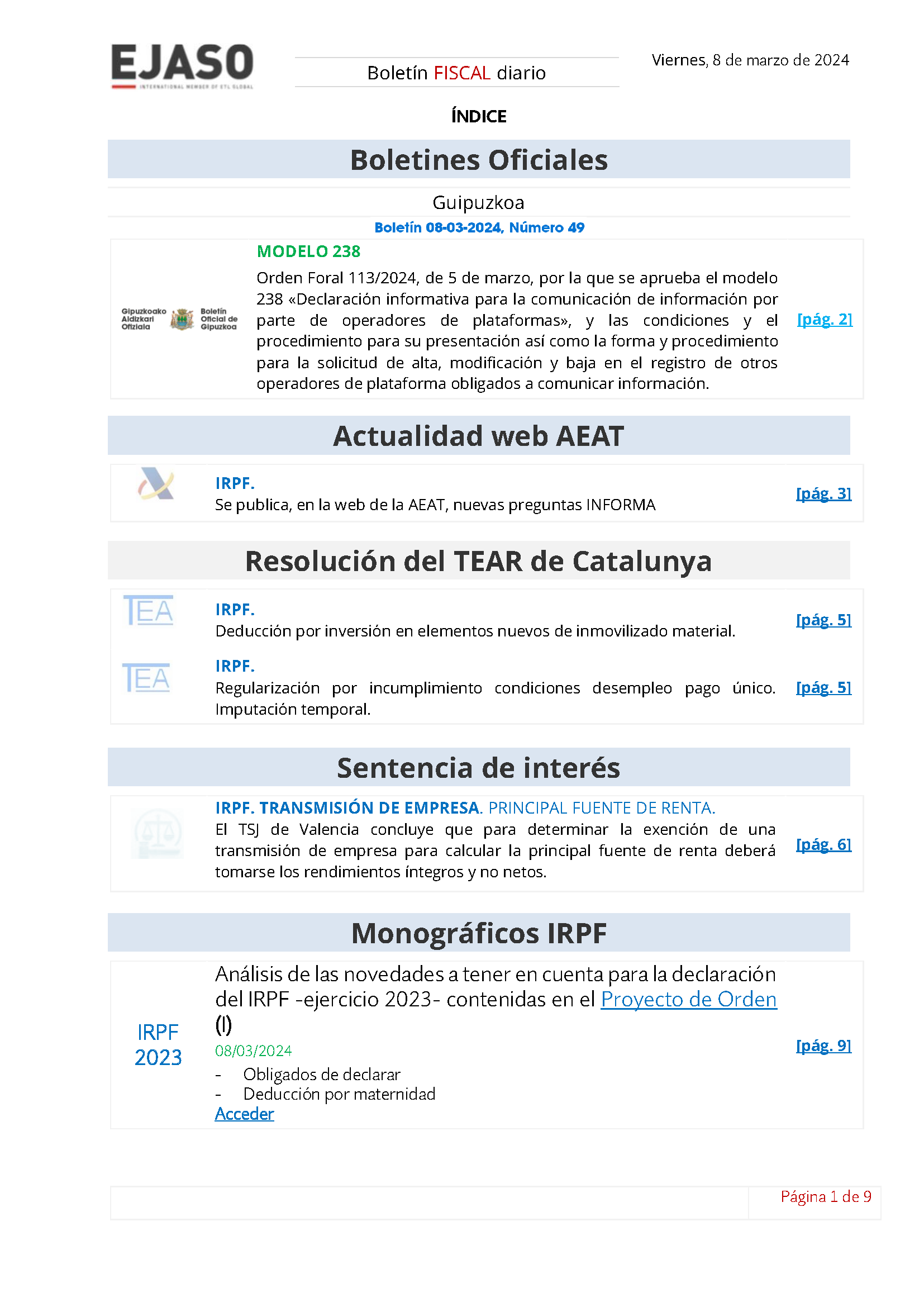 Boletín fiscal 08/03/2024