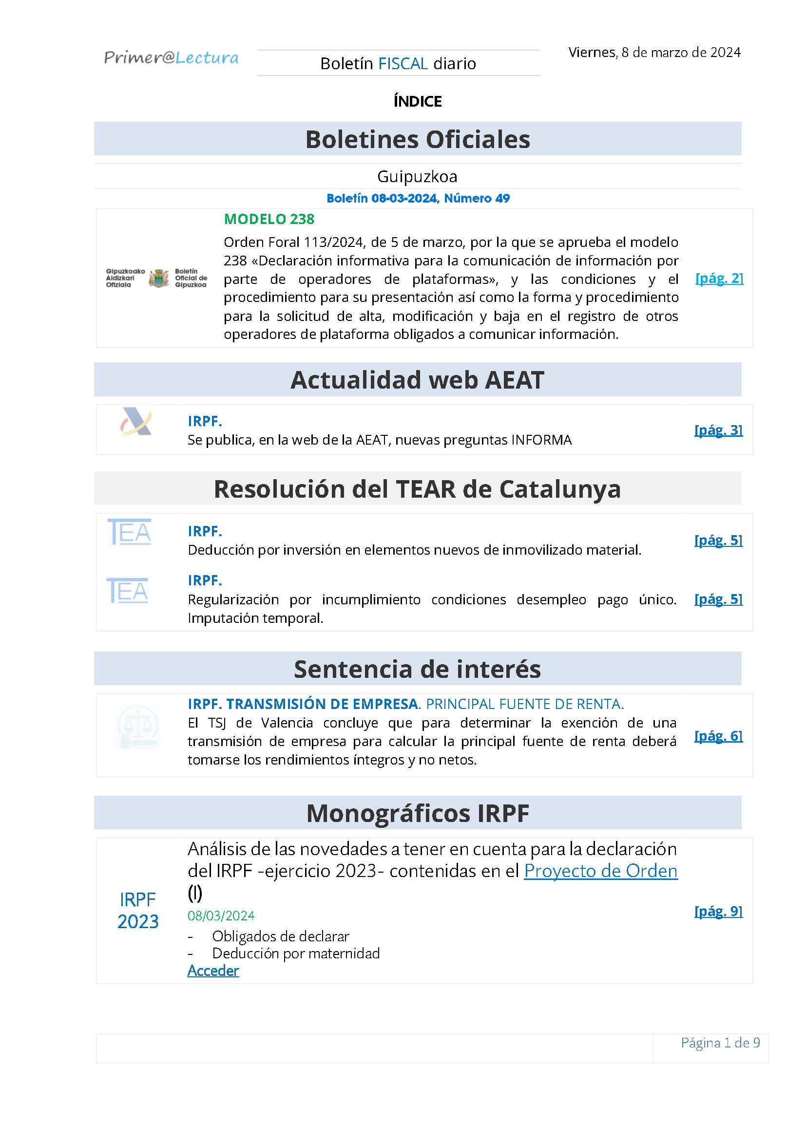 Boletín fiscal 08/03/2024