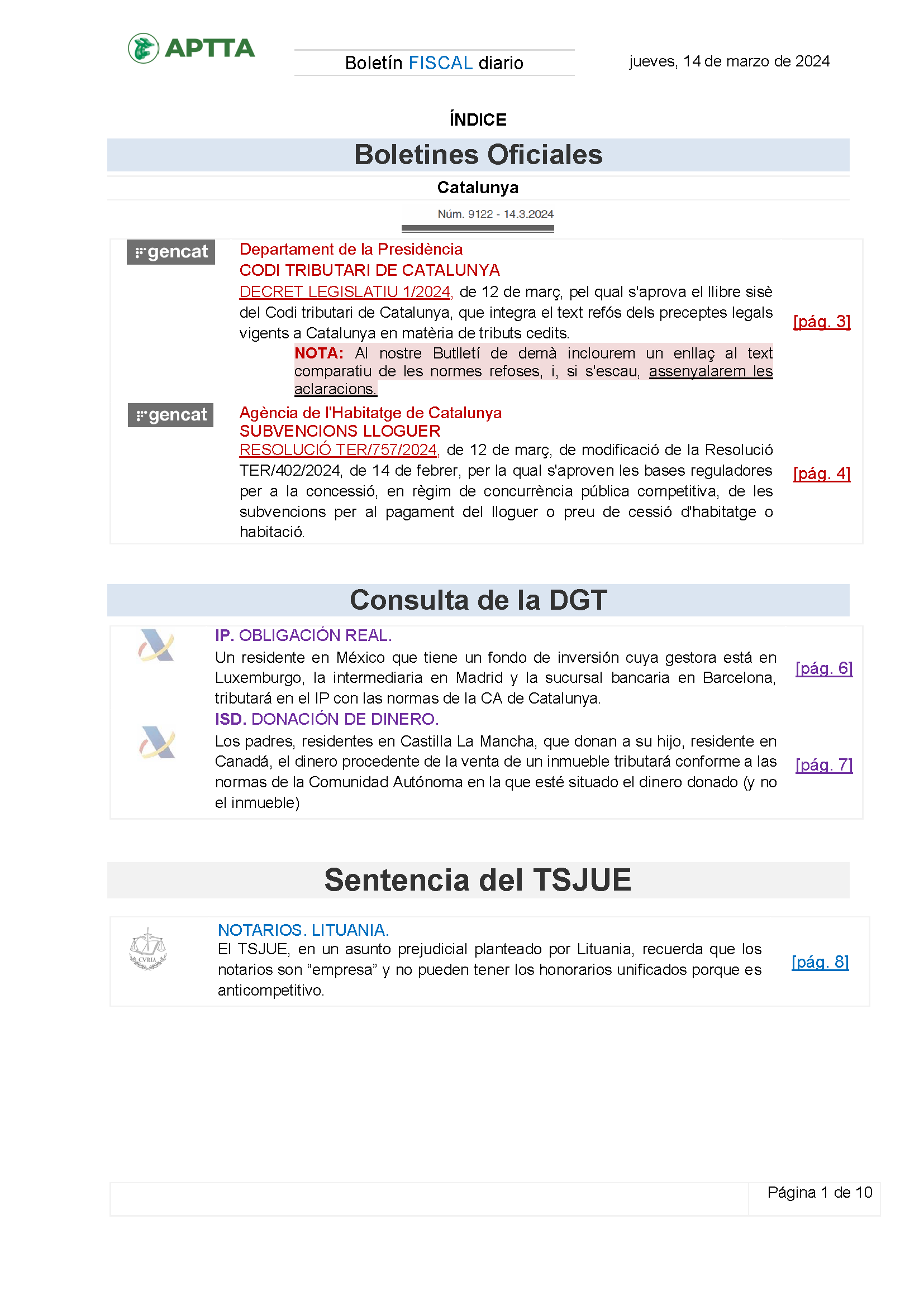 Boletín fiscal 14/03/2024