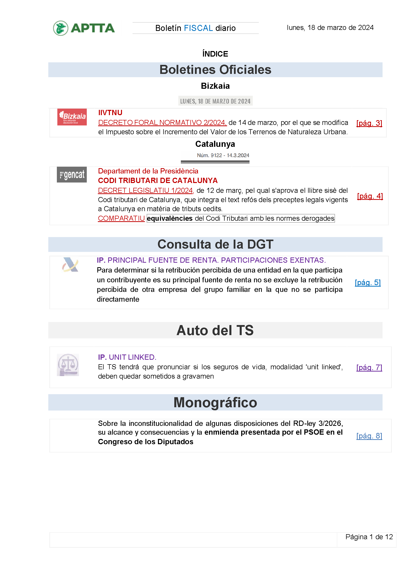 Boletín fiscal 18/03/2024