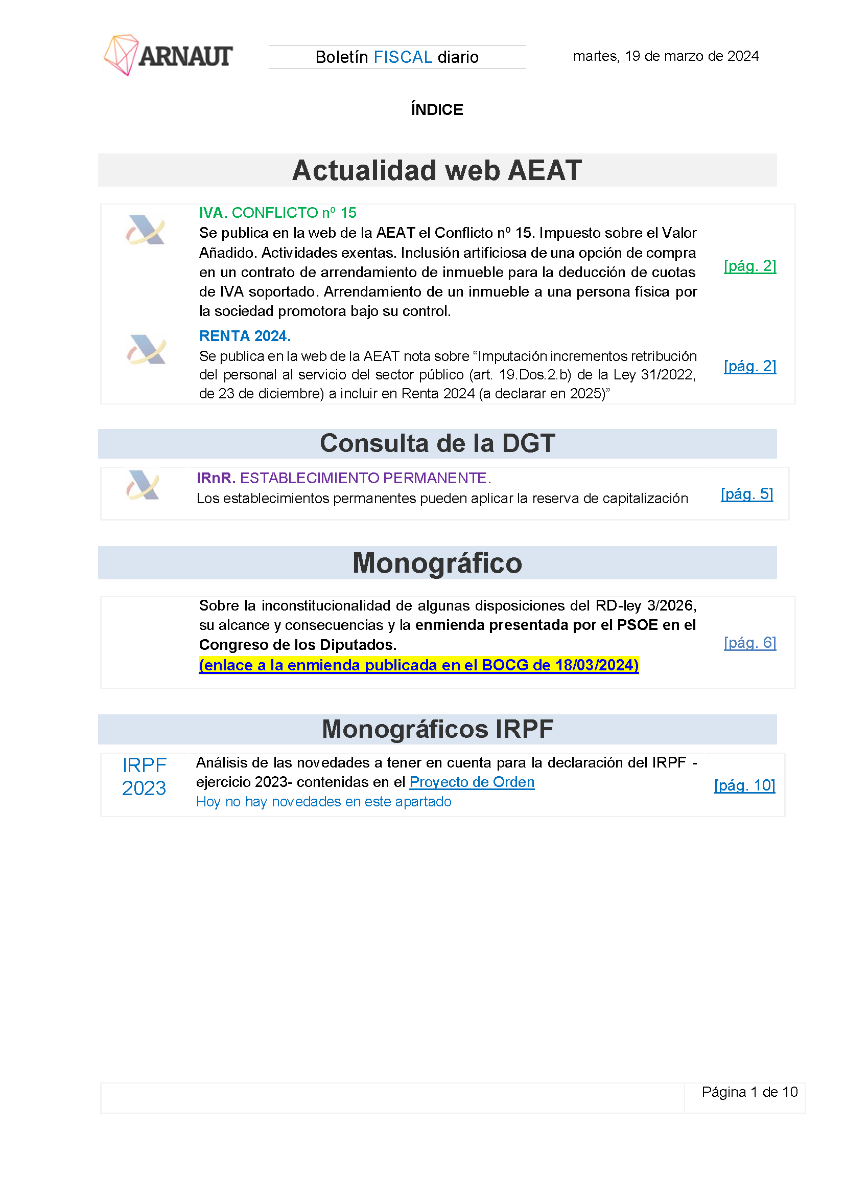 Boletín fiscal 19/03/2024