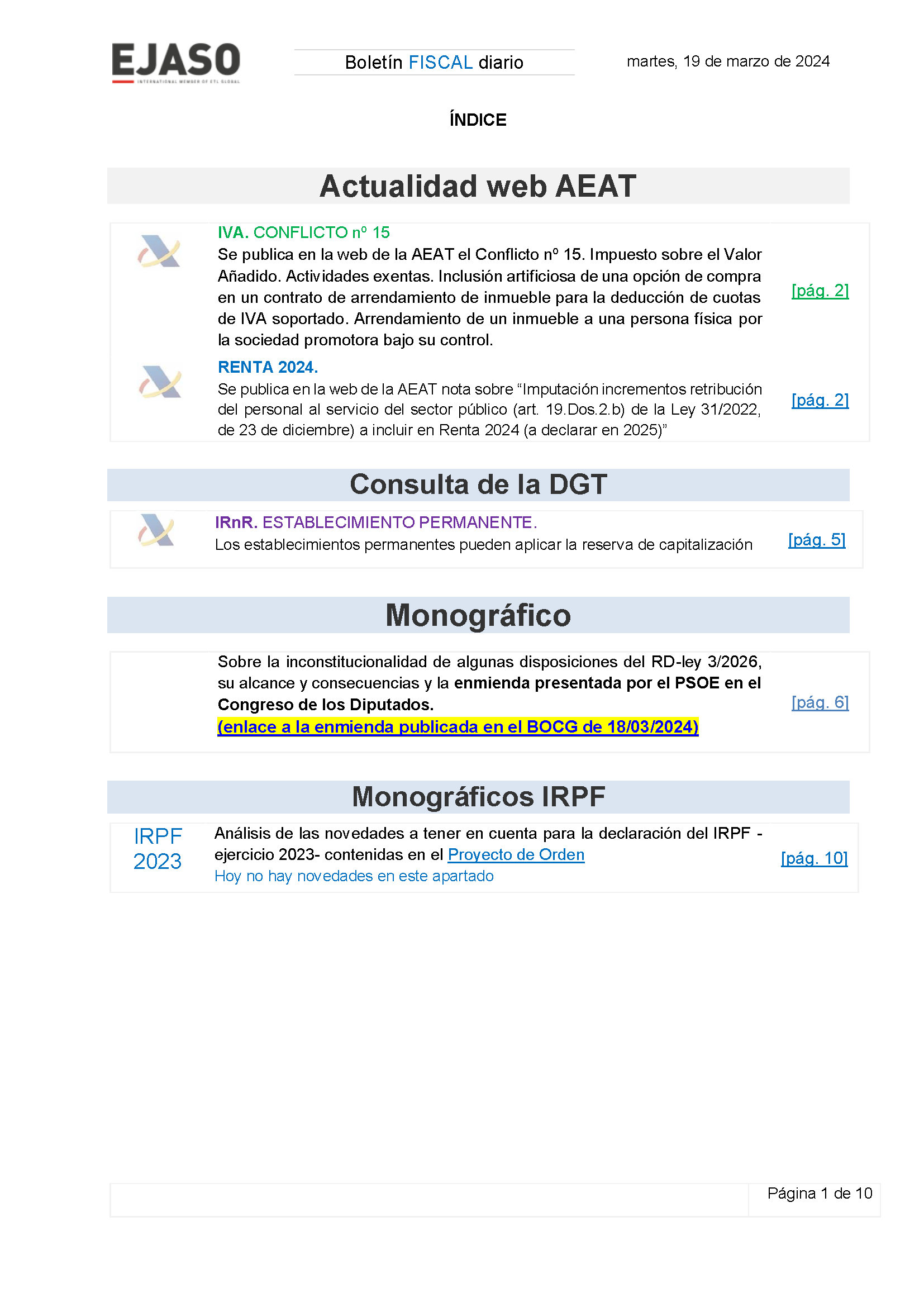 Boletín fiscal 19/03/2024