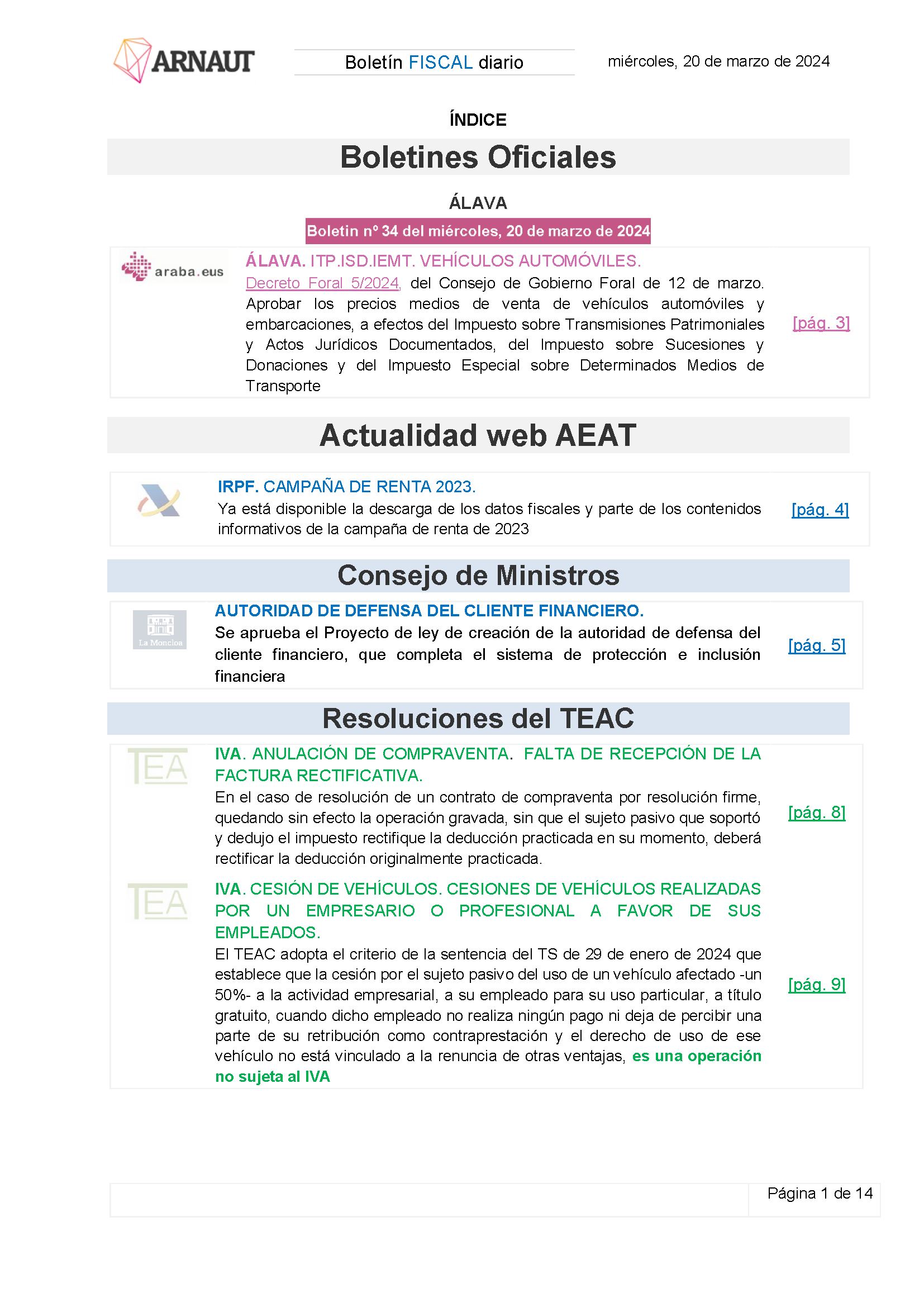 Boletín fiscal 20/03/2024