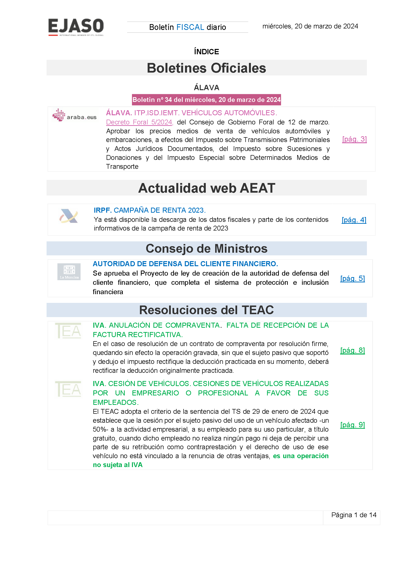 Boletín fiscal 20/03/2024