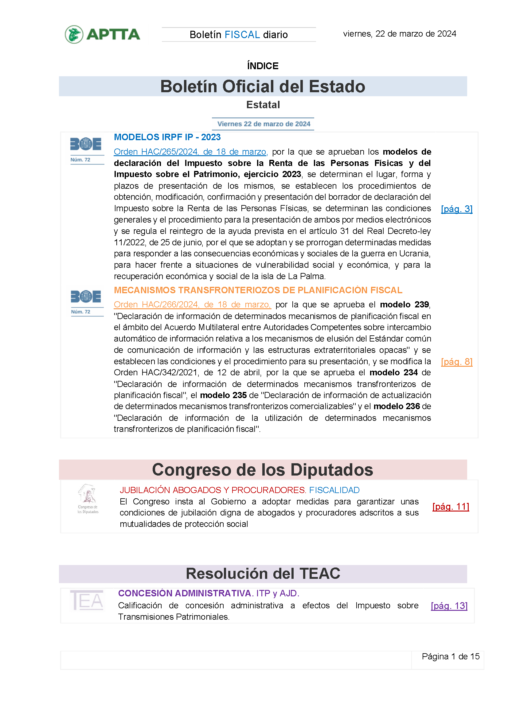 Boletín fiscal 22/03/2024
