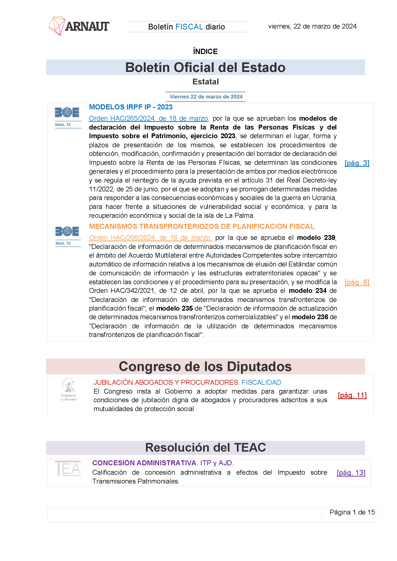 Boletín fiscal 22/03/2024