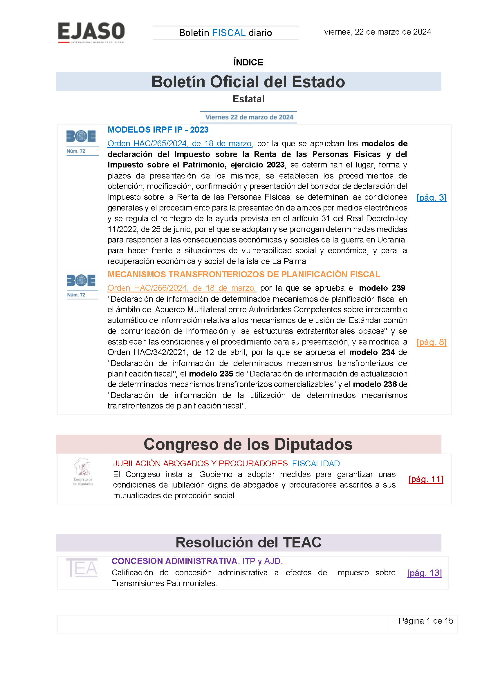 Boletín fiscal 22/03/2024