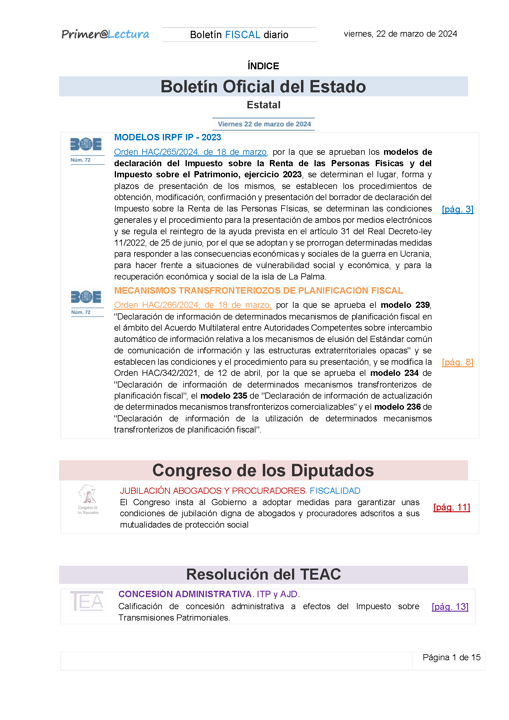 Boletín fiscal 22/03/2024
