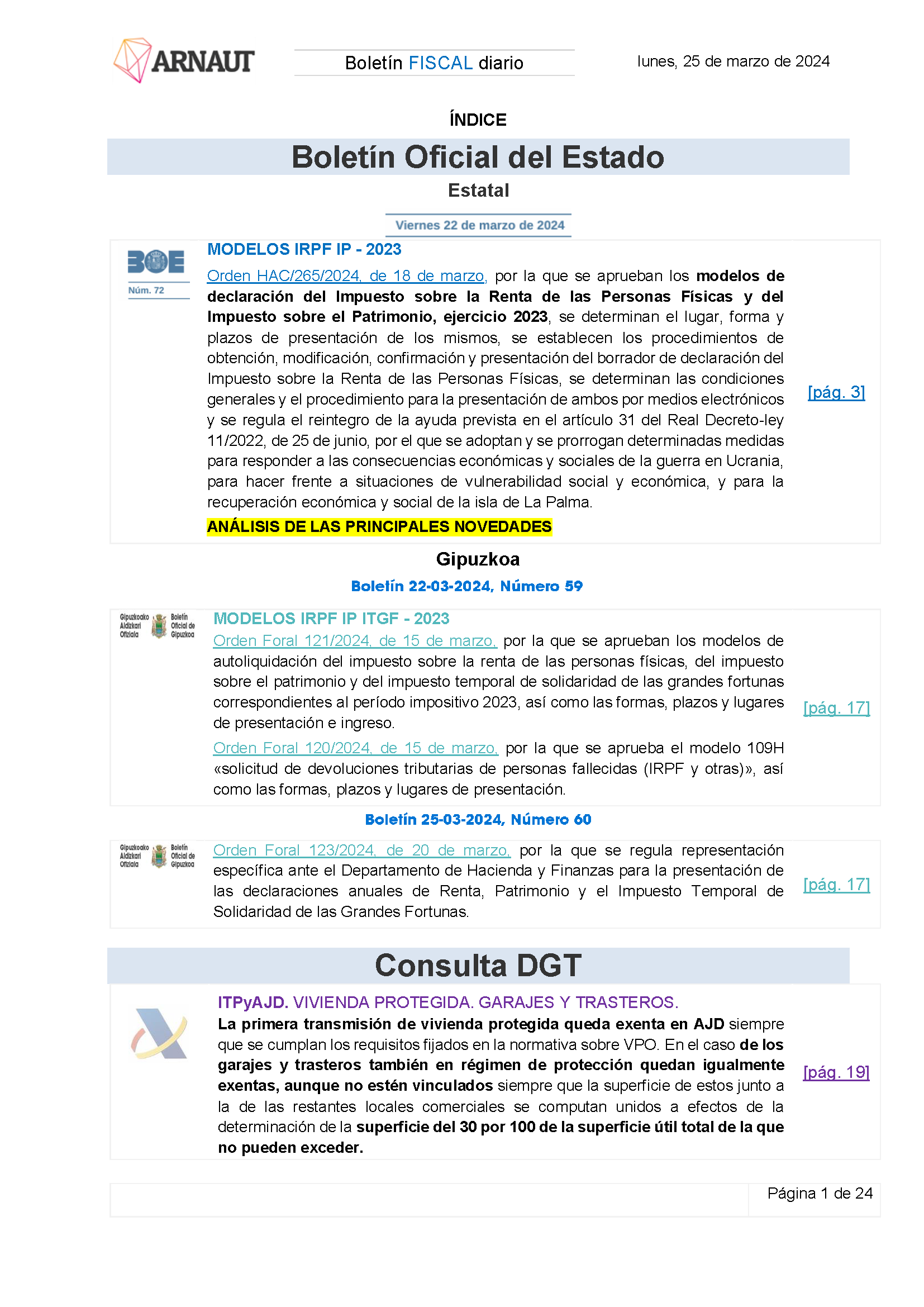 Boletín fiscal 25/03/2024