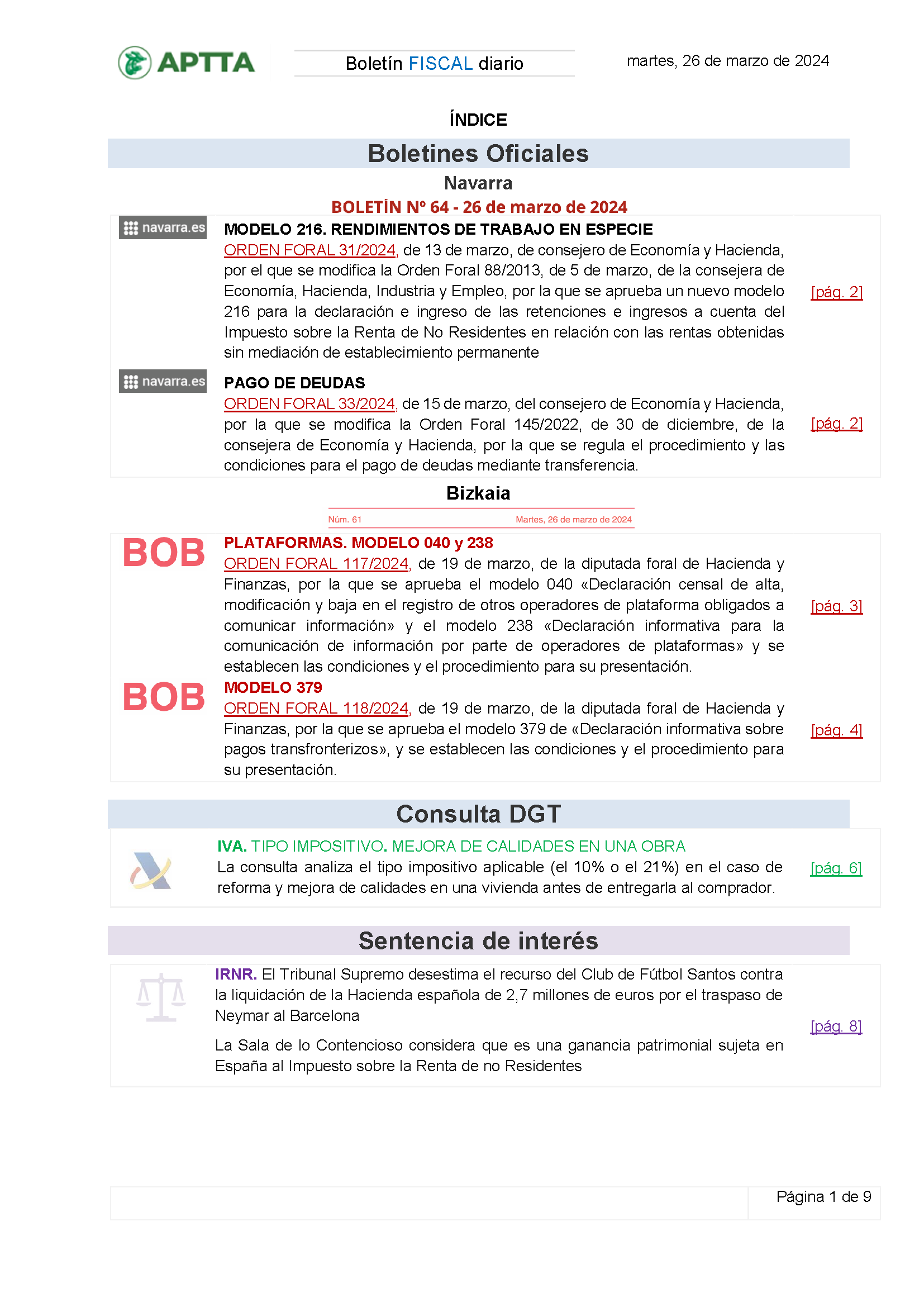 Boletín fiscal 26/03/2024
