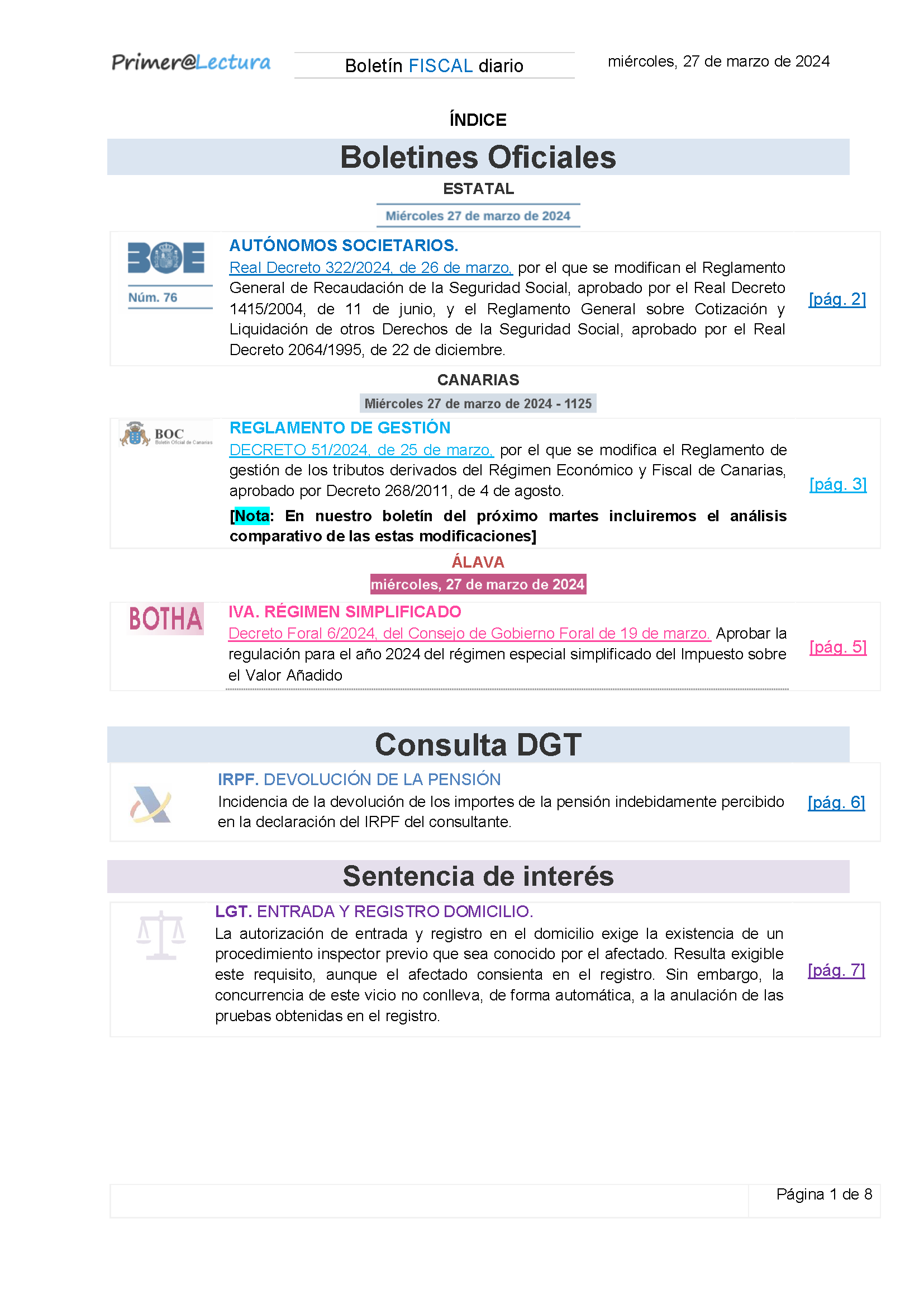 Boletín fiscal 27/03/2024