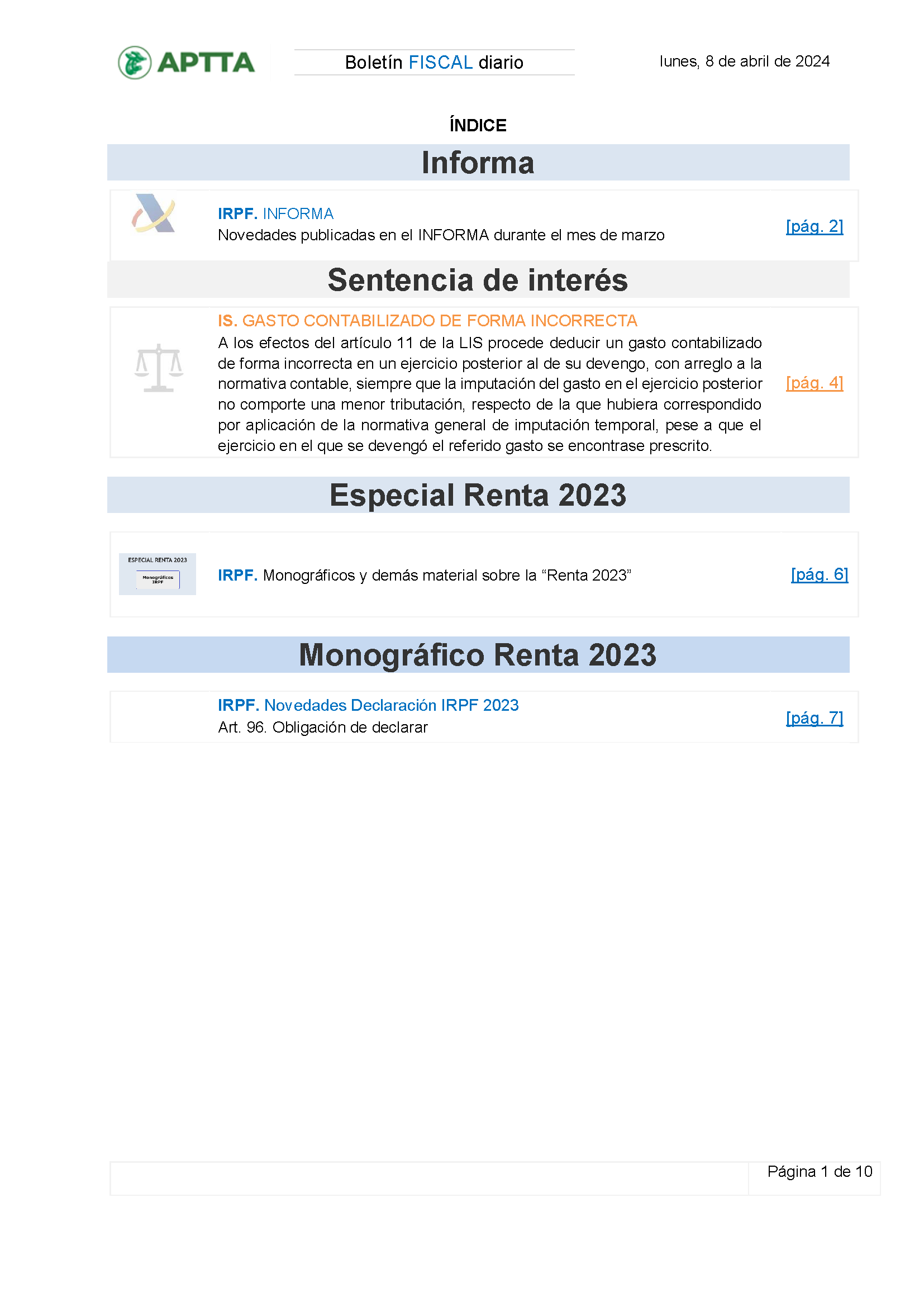 Boletín fiscal 08/04/2024