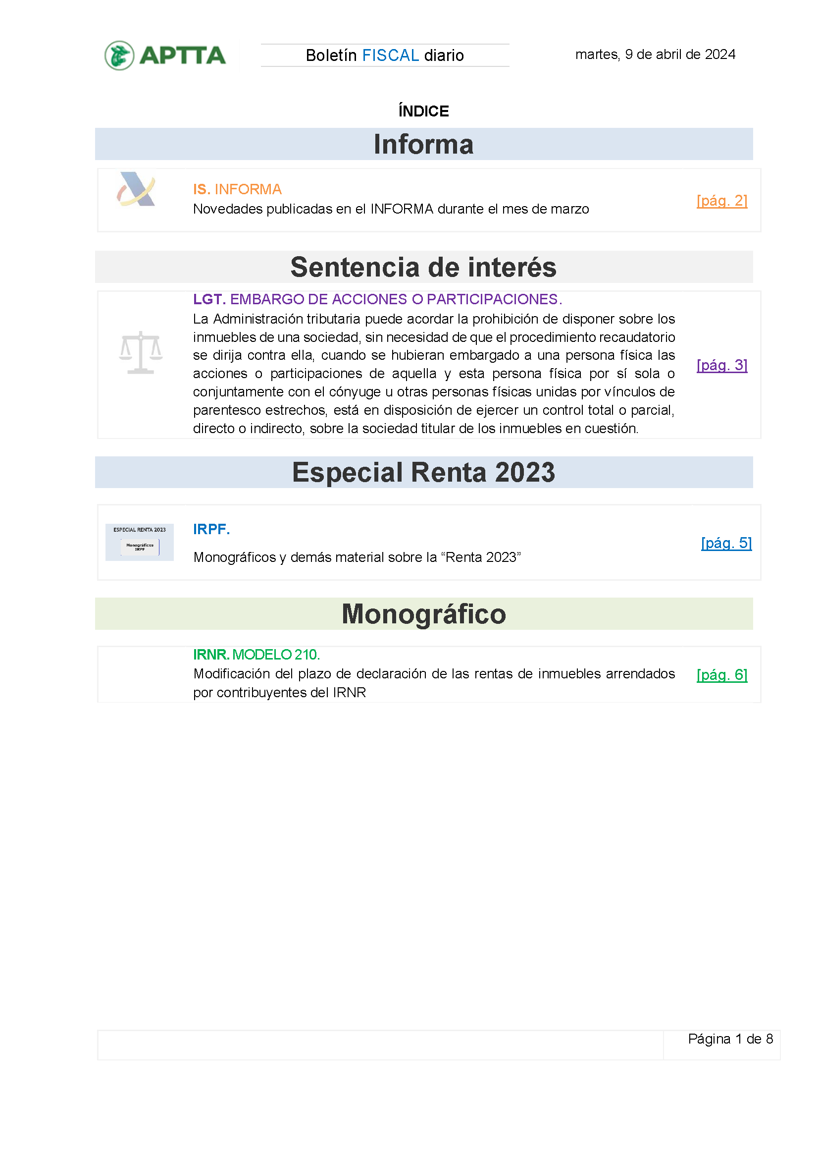 Boletín fiscal 09/04/2024