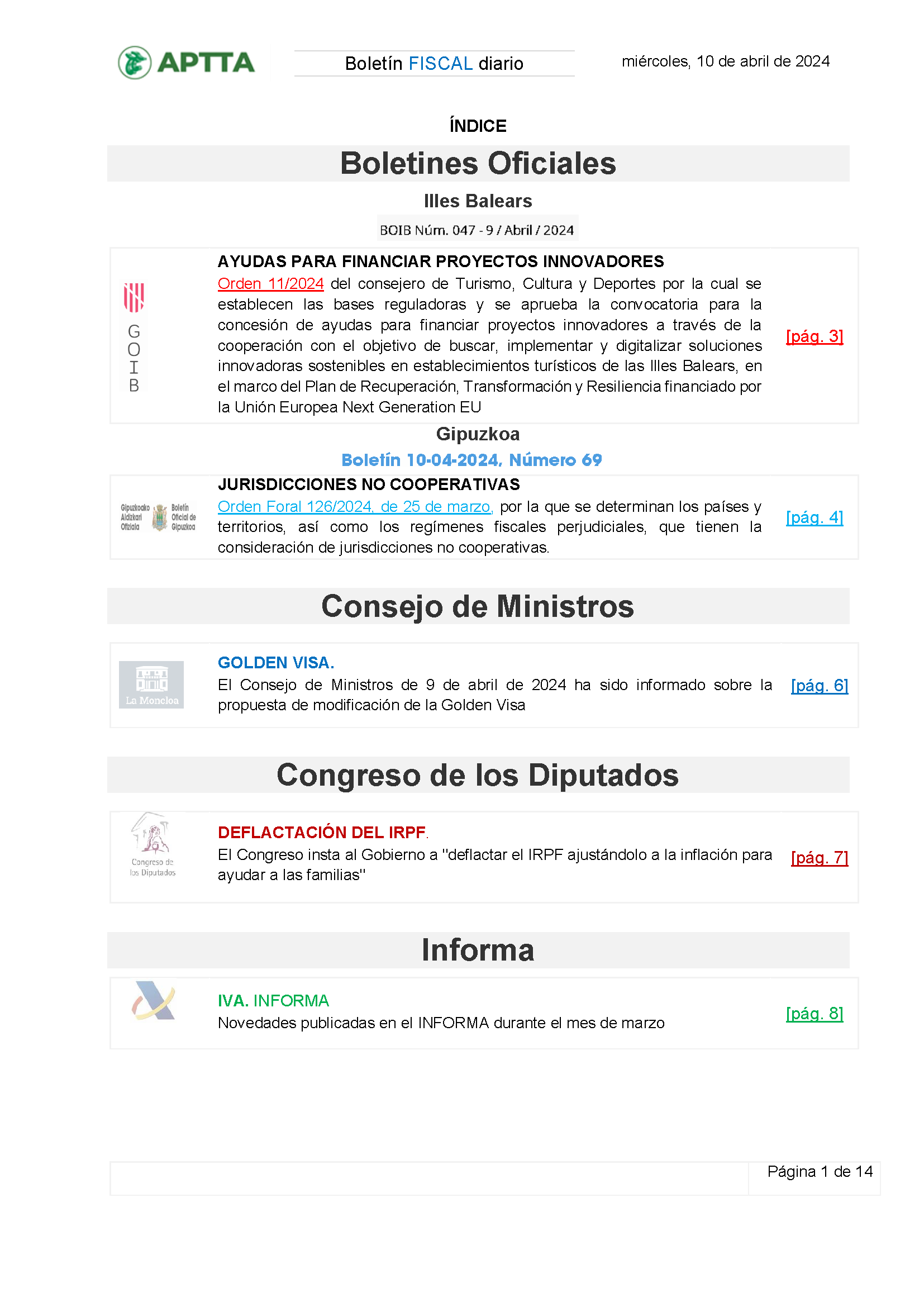 Boletín fiscal 10/04/2024