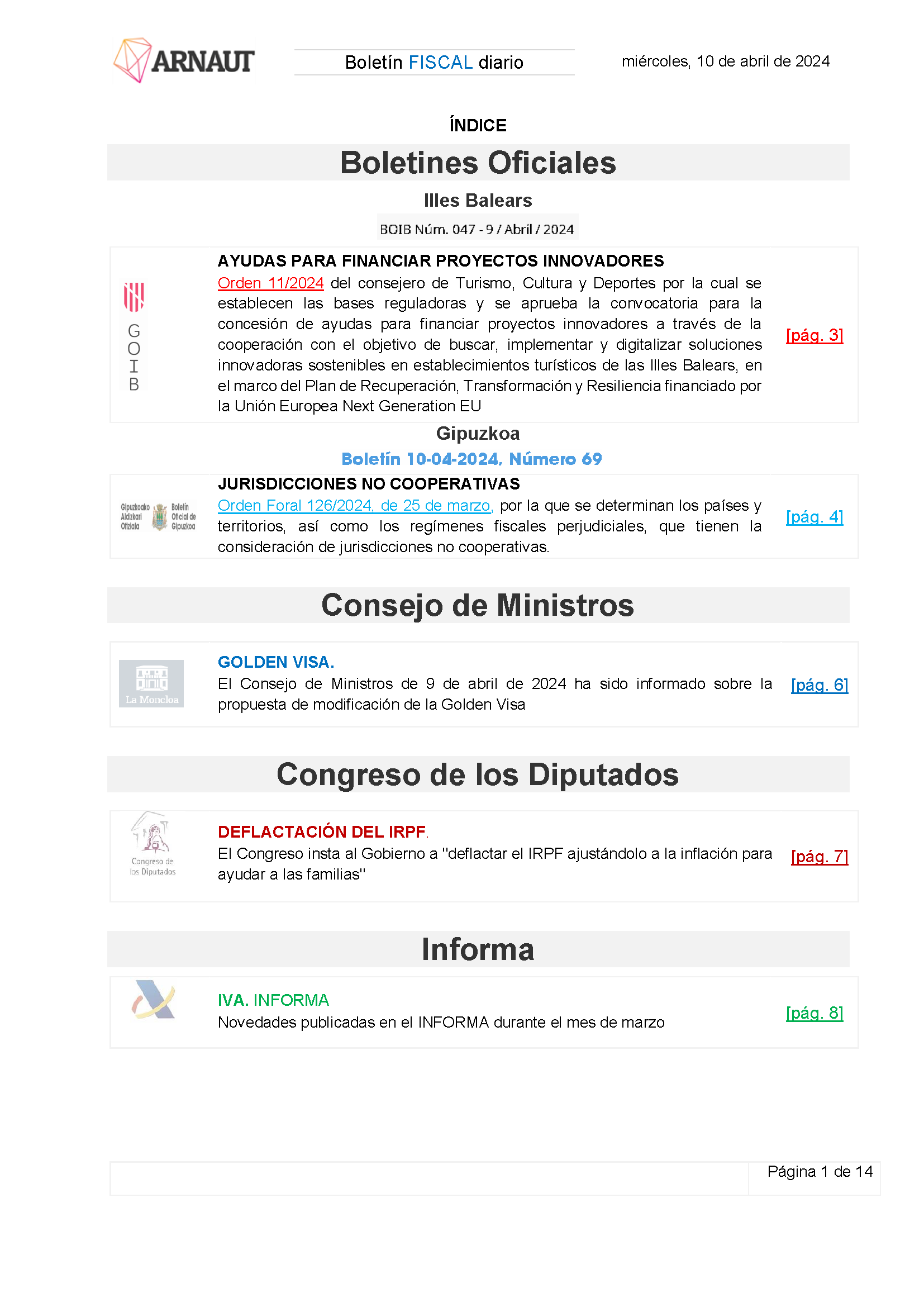 Boletín fiscal 10/04/2024