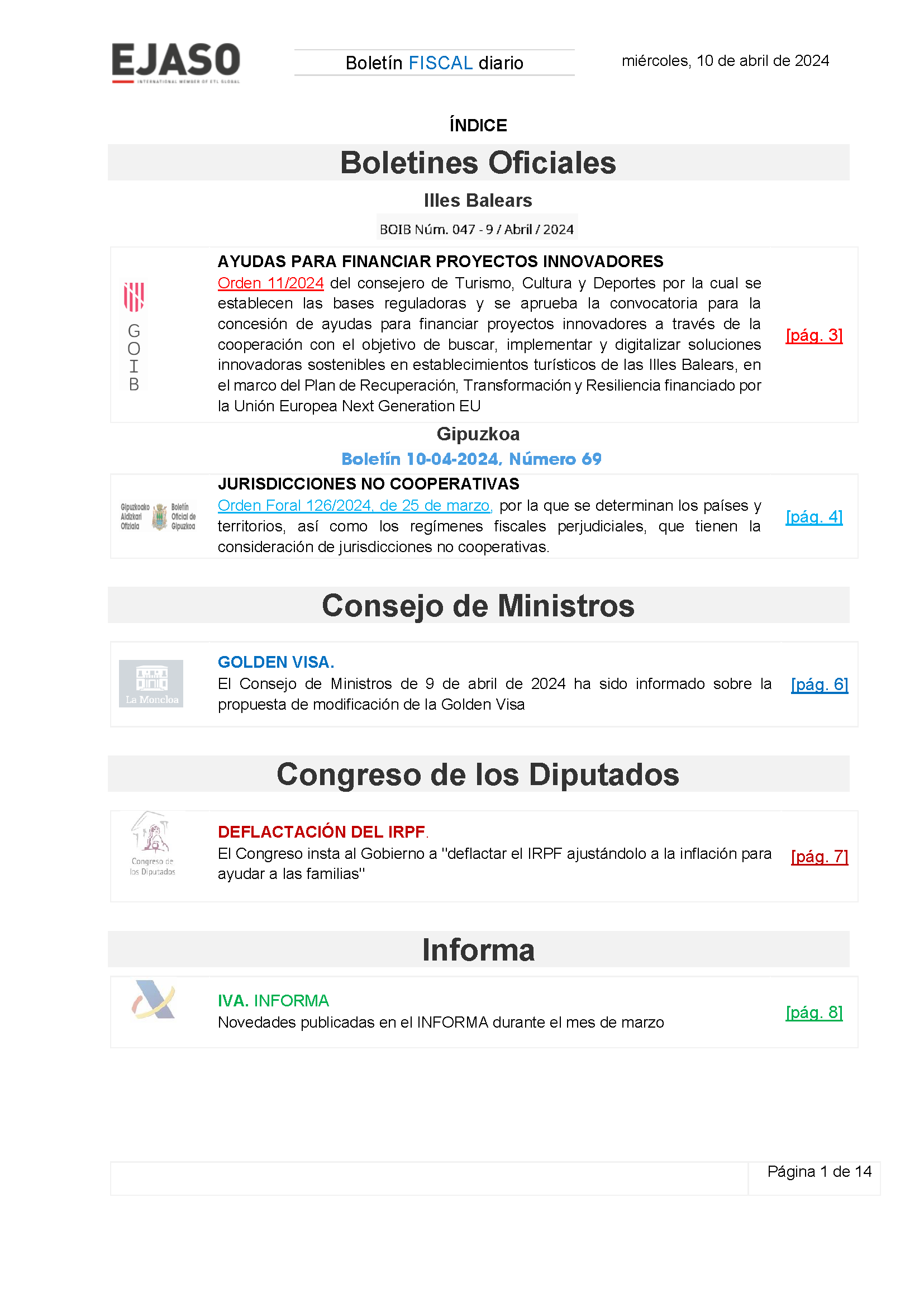 Boletín fiscal 10/04/2024
