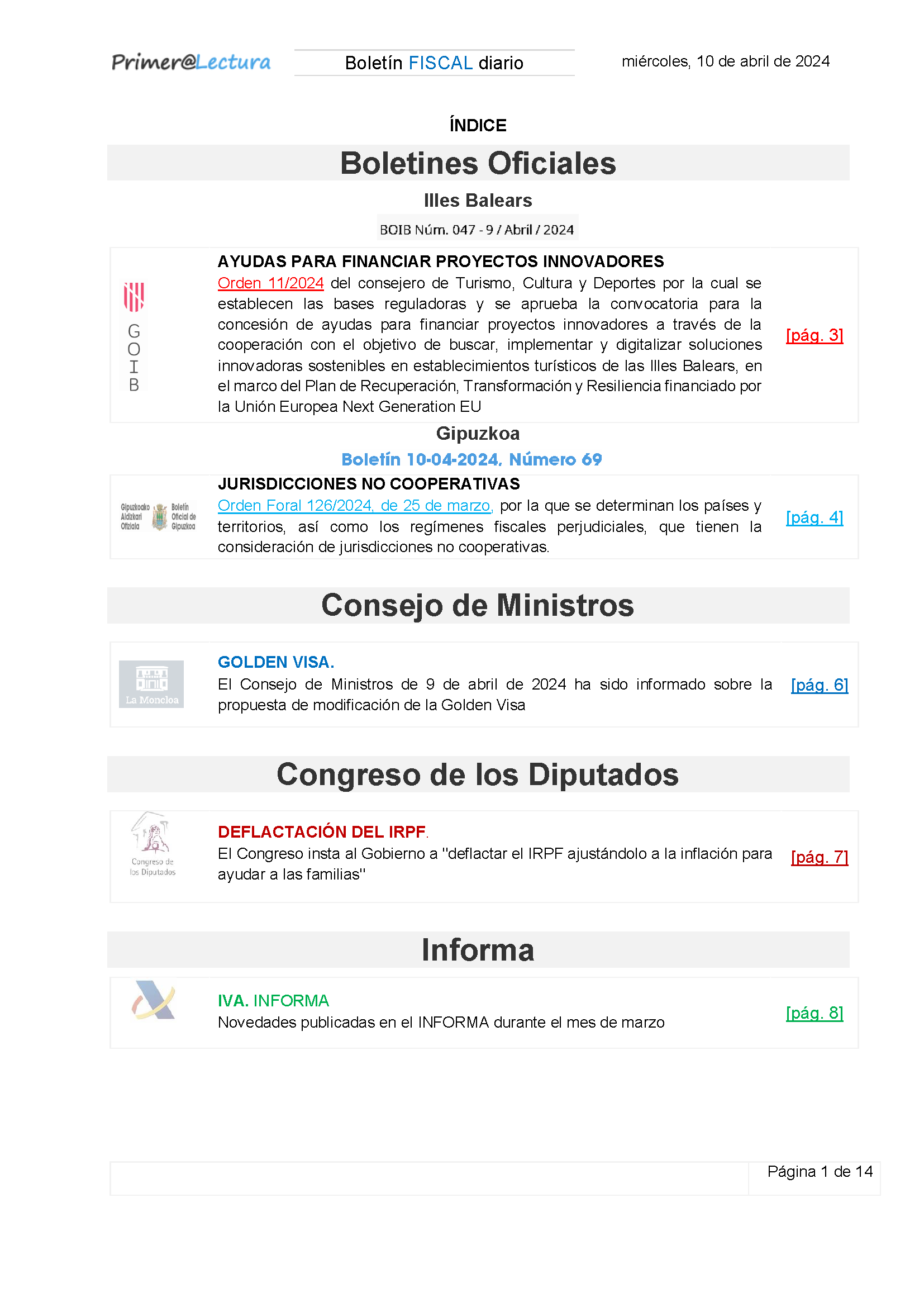 Boletín fiscal 10/04/2024