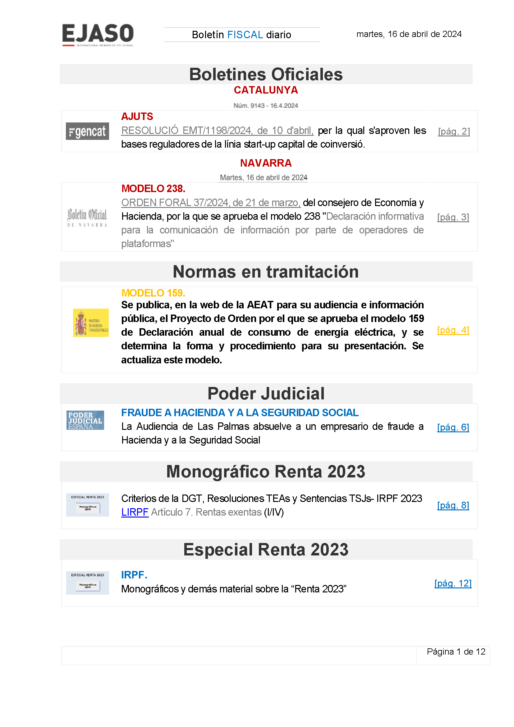 Boletín fiscal 16/04/2024