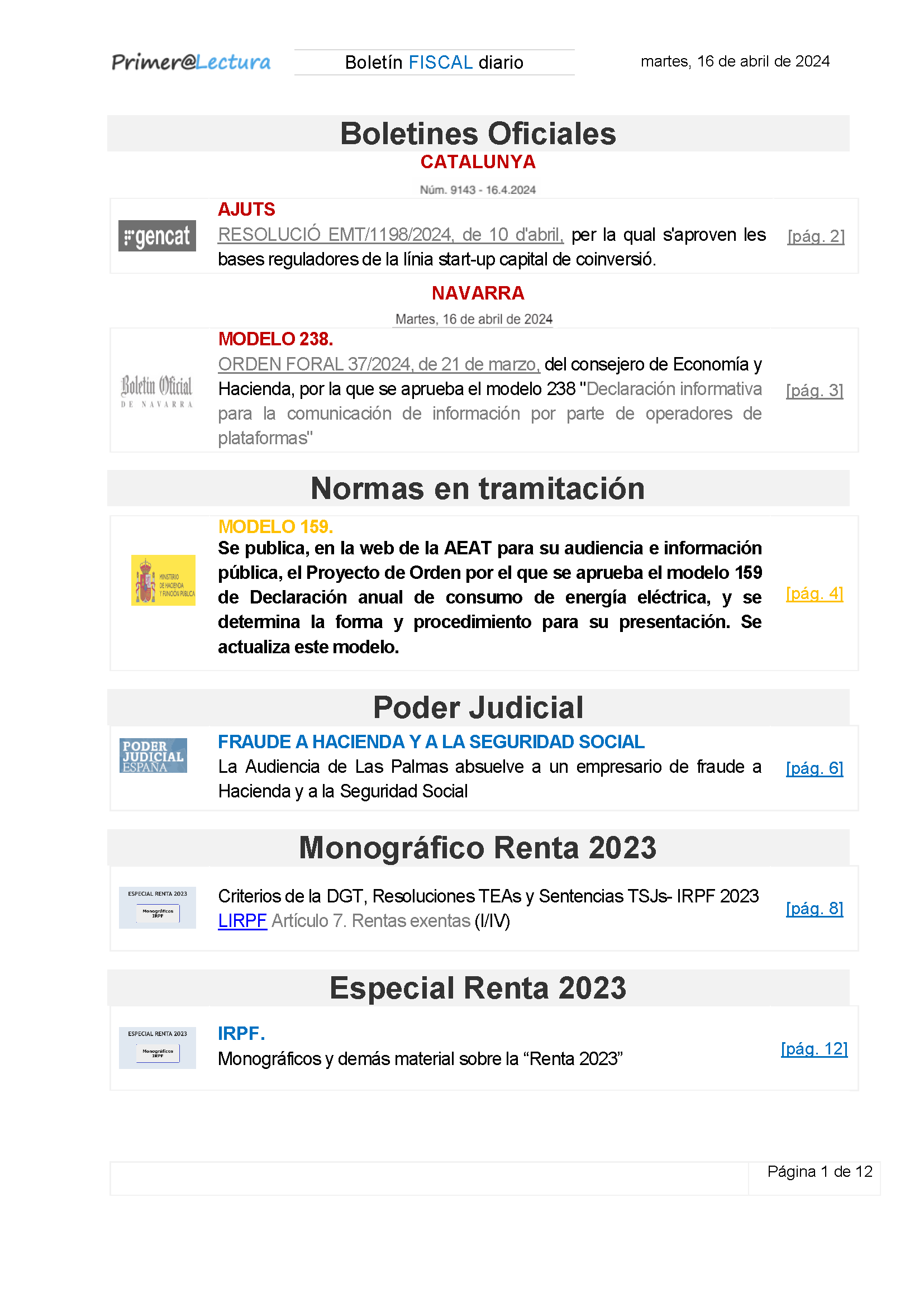 Boletín fiscal 16/04/2024
